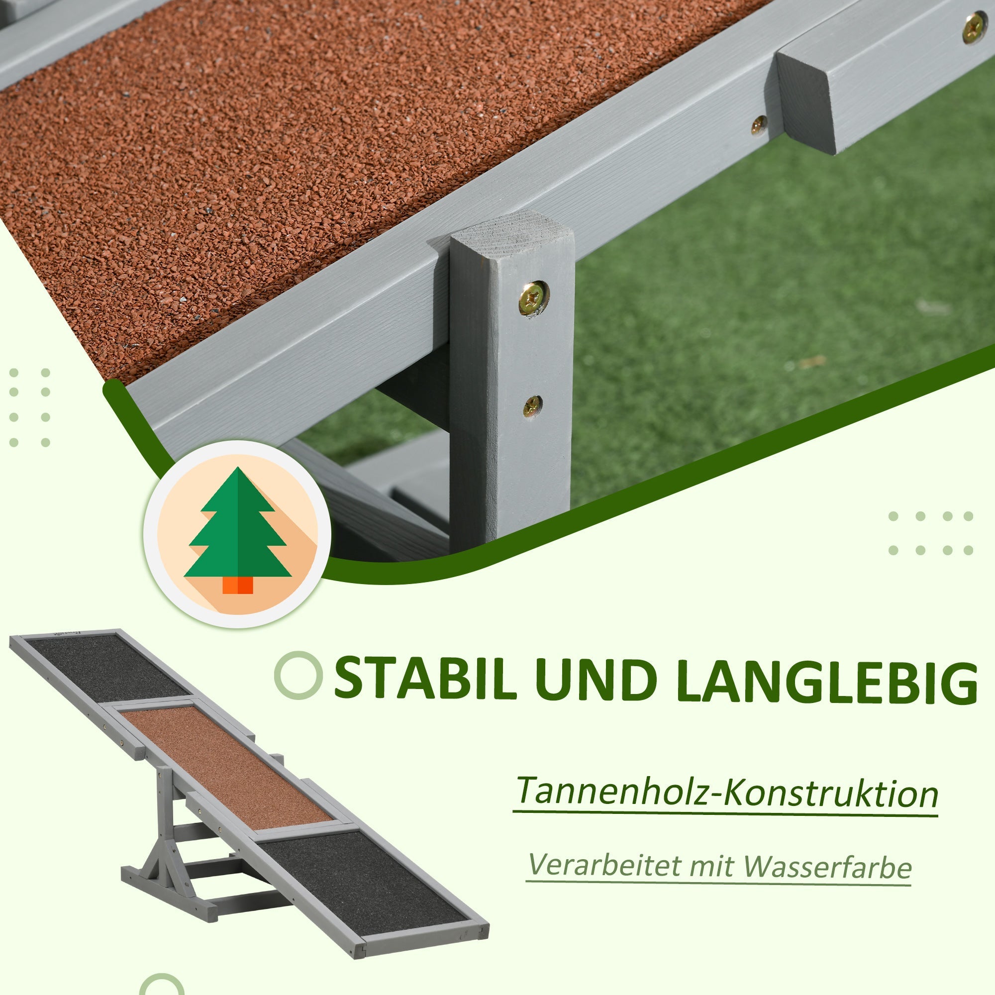 Logidon Hondenschommel Agility Hout 180x30x30 Grijs Trainingshondensport