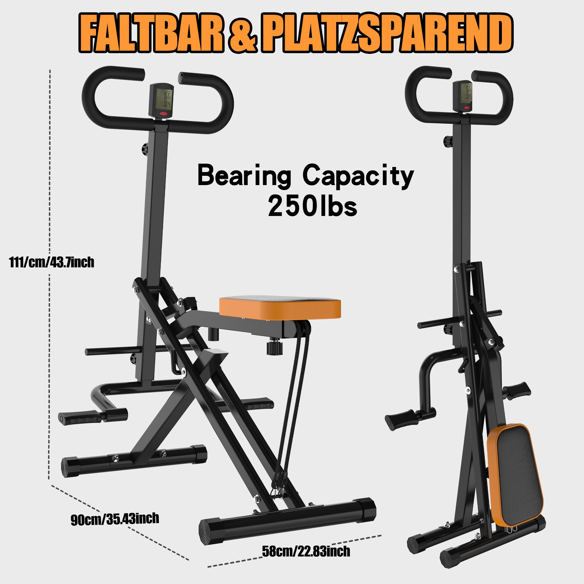 Logidon Squat Machine Foldable Black Compact Full Body Trainer