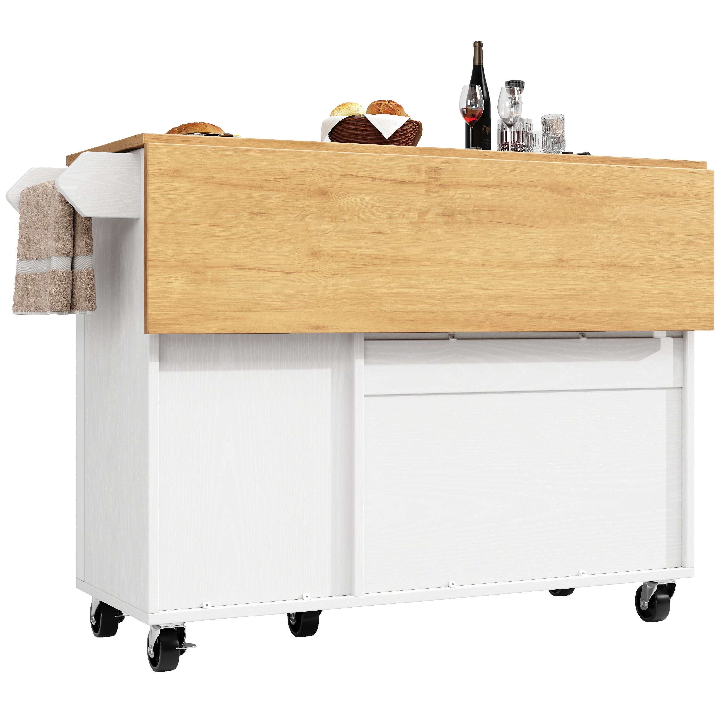 Logidon kitchen island 130x45(75)x92 cm white-black, extendable