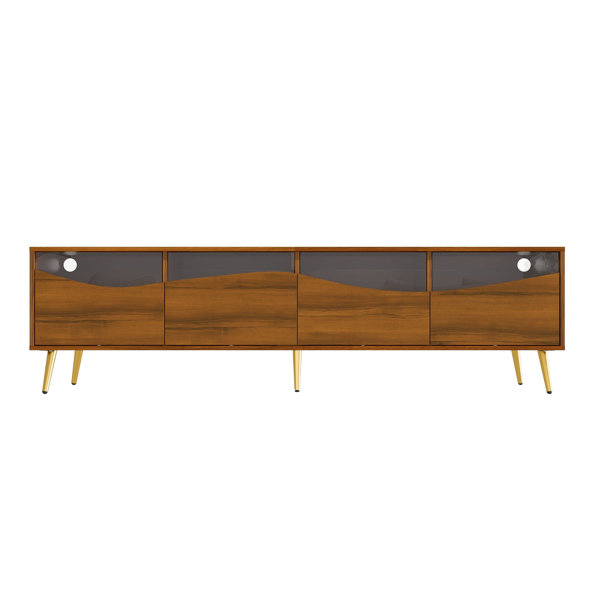 Logidon Modern TV-meubel 180x40x50 cm houtlook glasfront LED