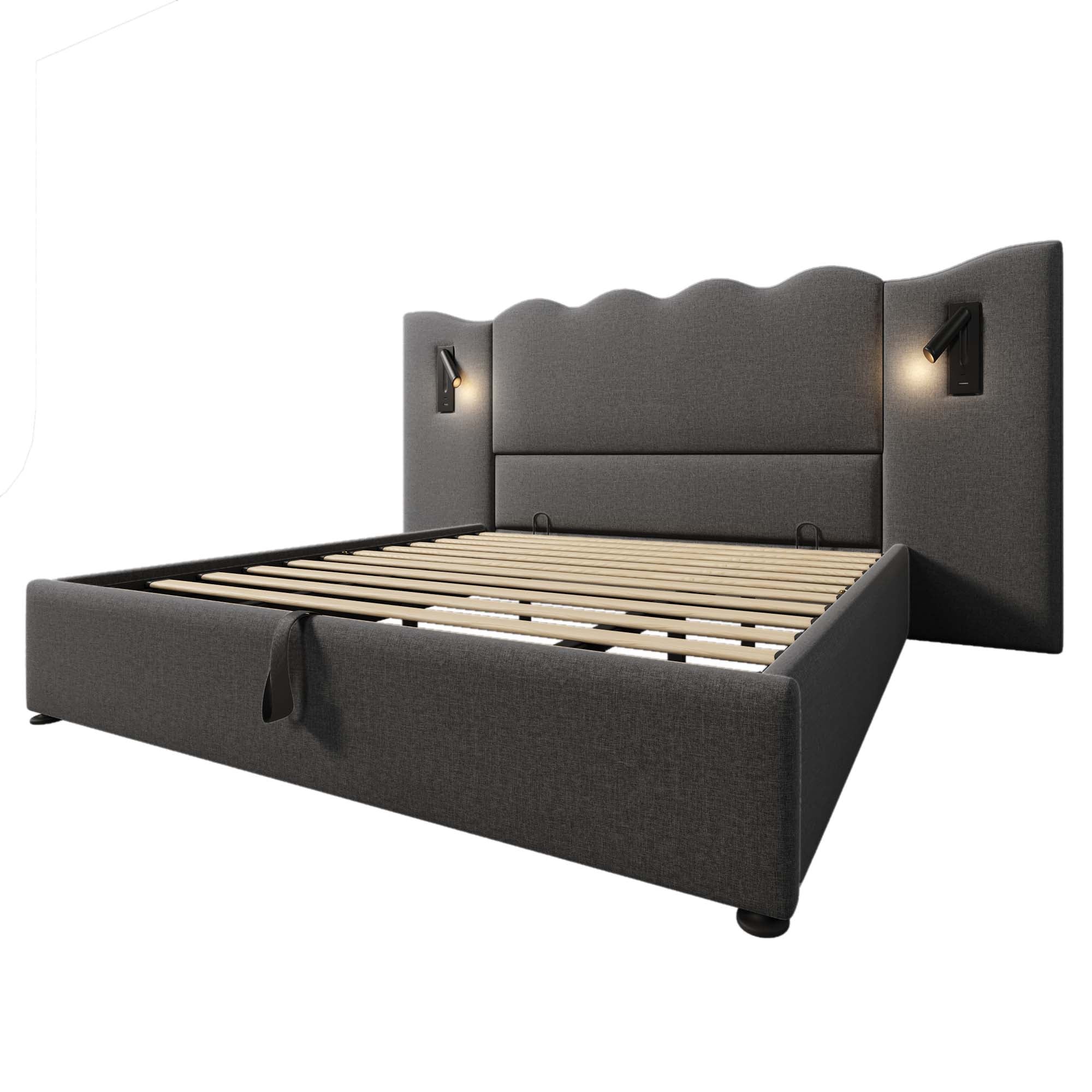Logidon box spring bed 180x200 storage space USB C charging function reading lamp