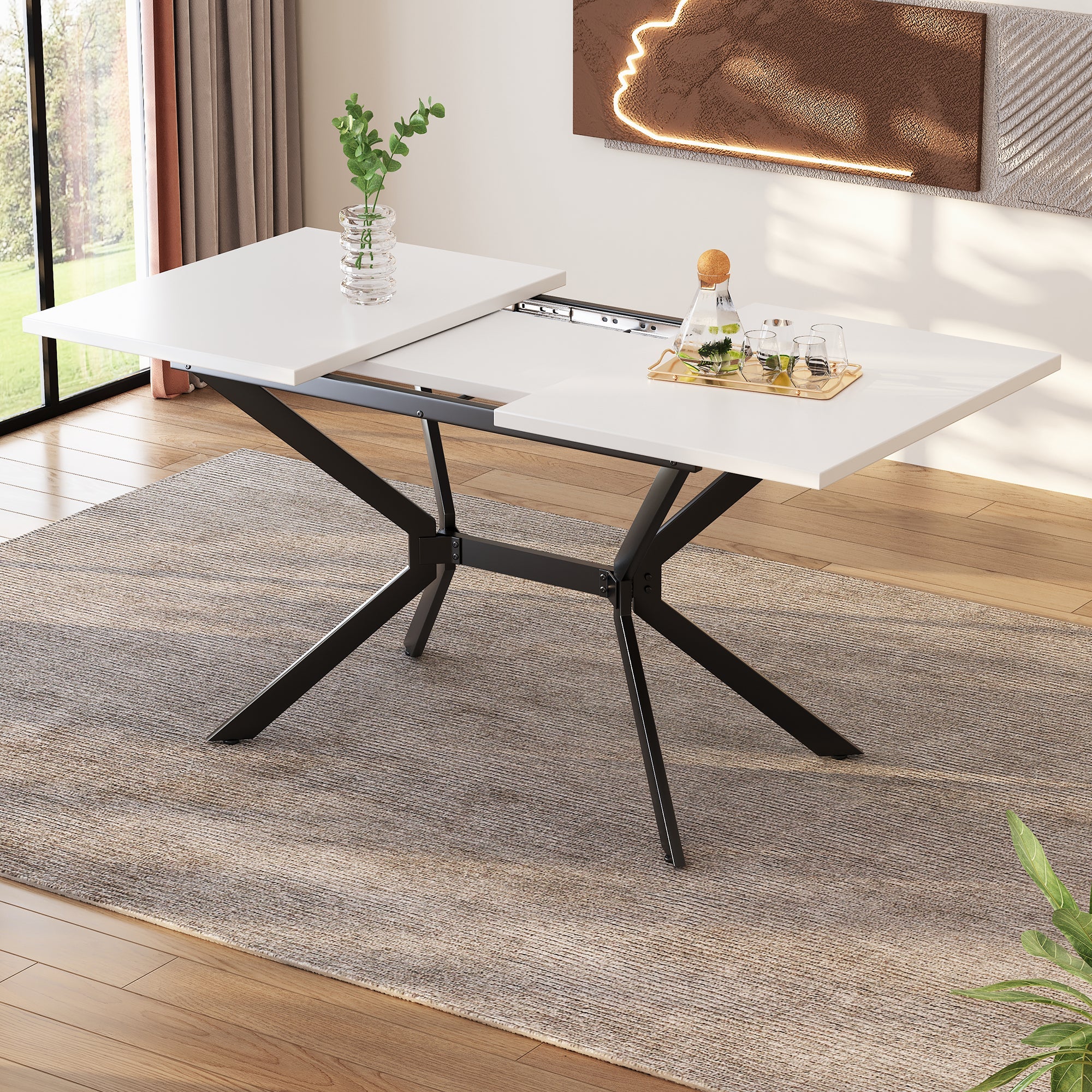 Logidon Witte Uitschuifbare Eettafel 120 160 cm Breed 80 cm