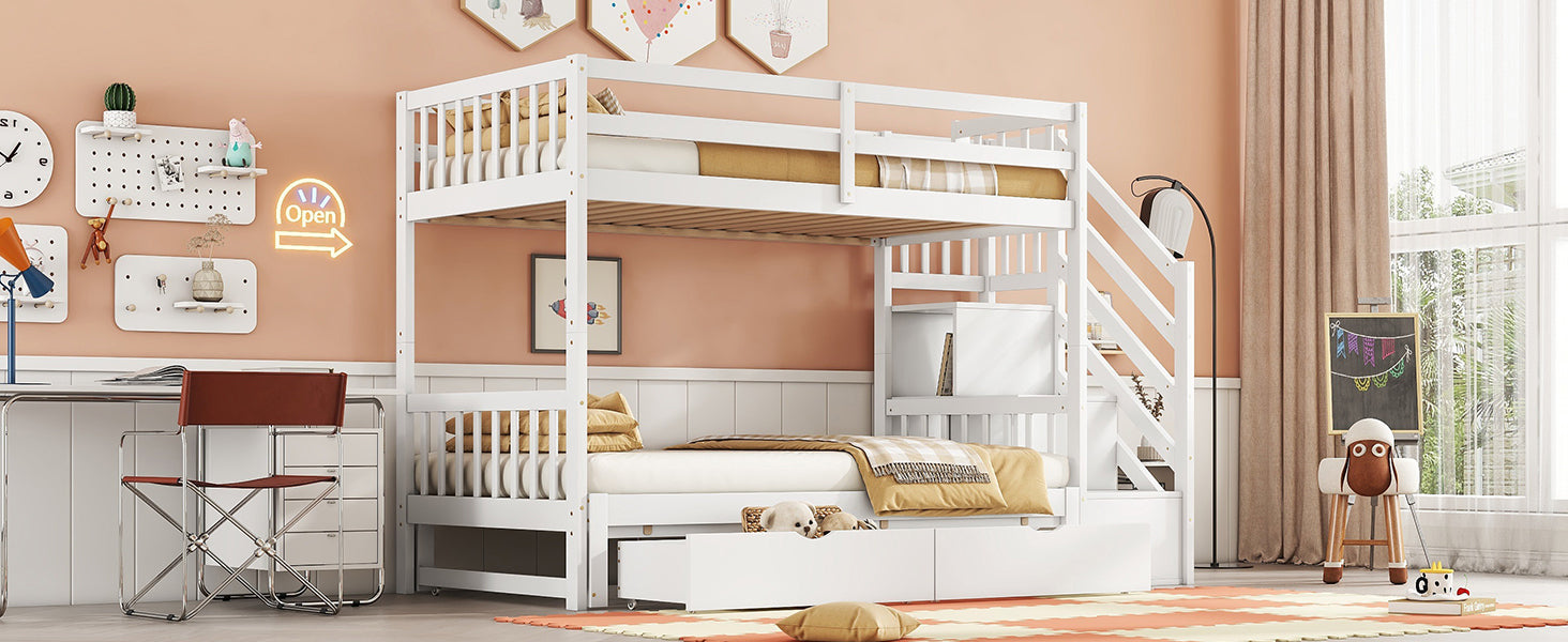Logidon stapelbed 90x200 wit met uitschuifbaar bed 2 lades