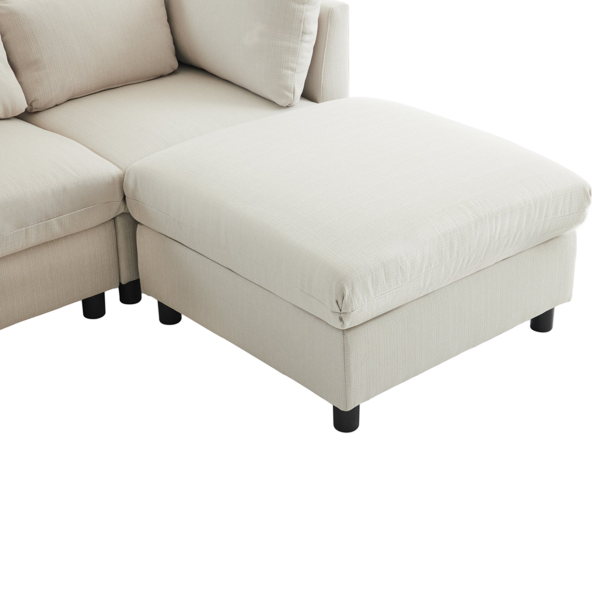 Logidon hoekbank beige stof moderne driezitsbank met voetenbank