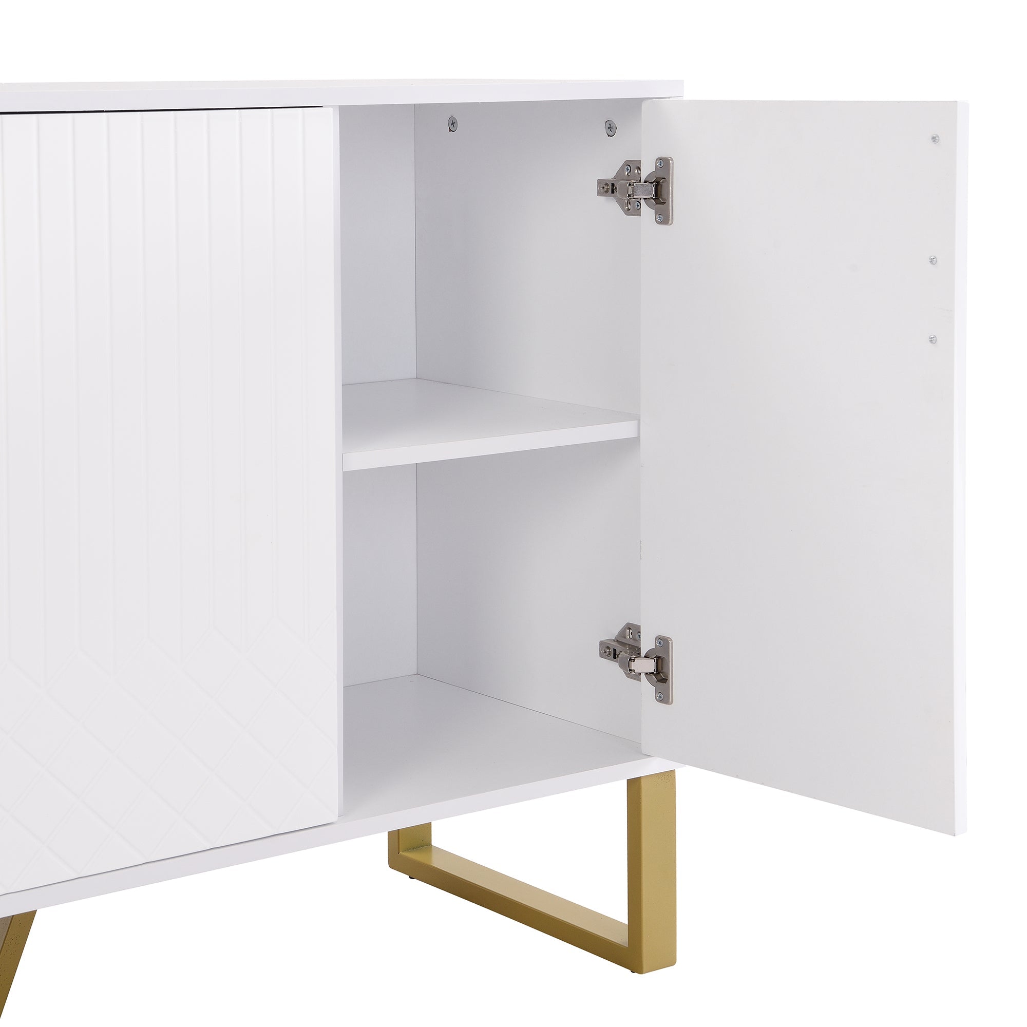 Logidon hoogglans dressoir wit 4 deuren geometrisch ontwerp 140x40x80