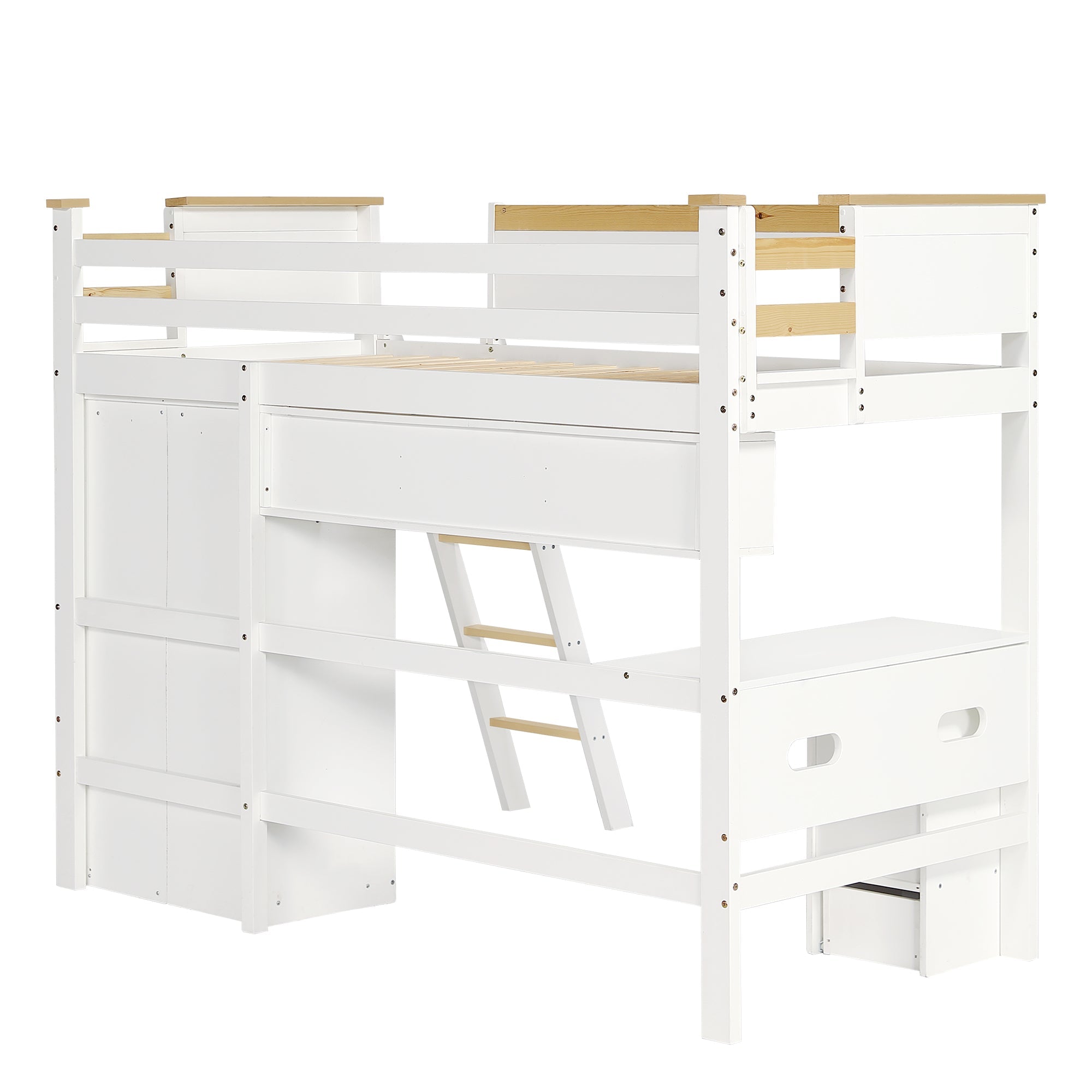 Logidon stapelbed 90x200 cm wit met valbeveiliging tafelkast