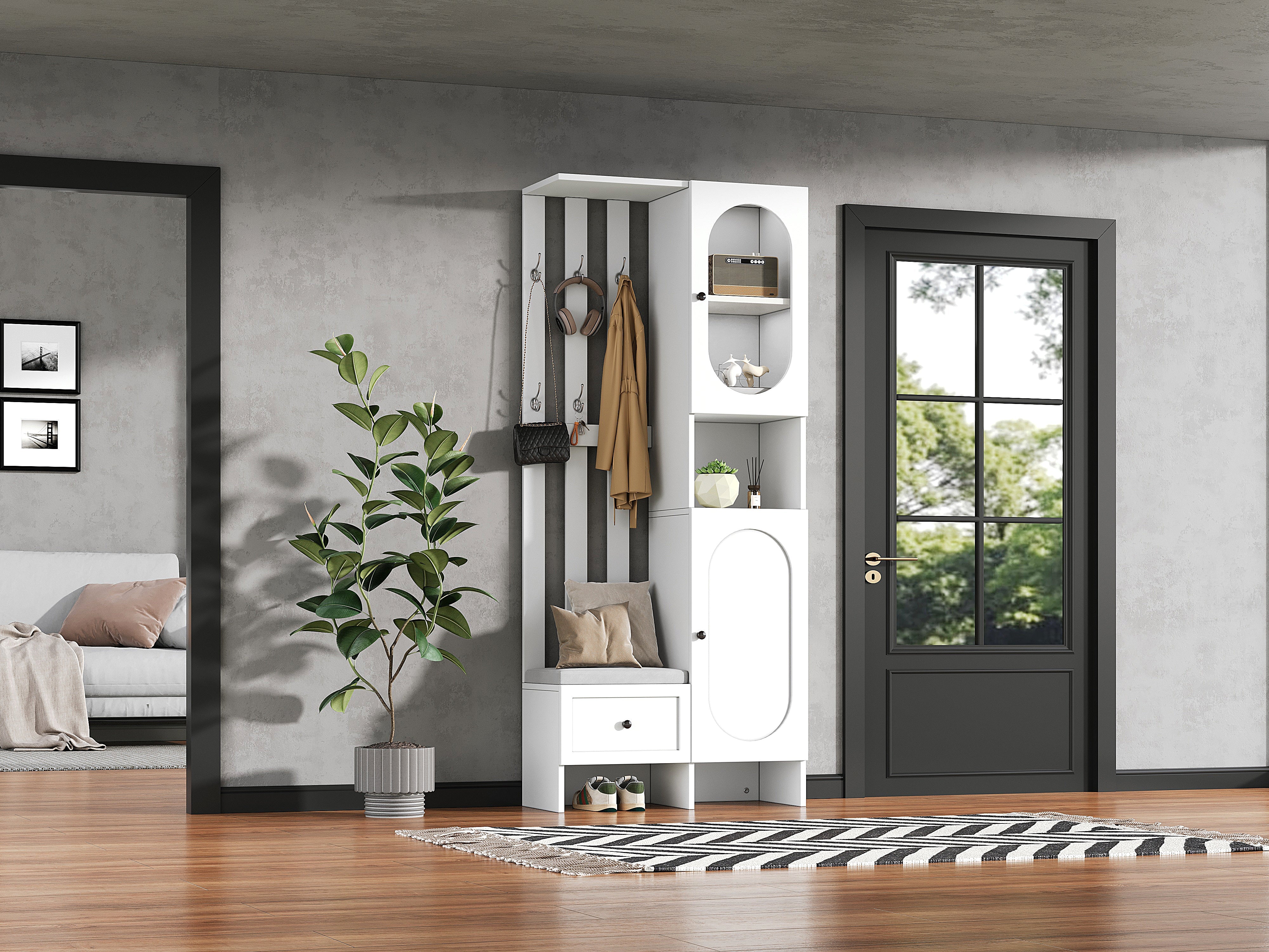 Logidon compacte kledingkast 85x33,5x200 cm wit 2 kasten