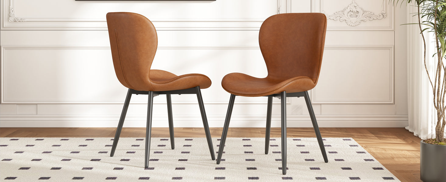 Logidon Set van 2 moderne eetkamerstoelen bruin verstelbare poten
