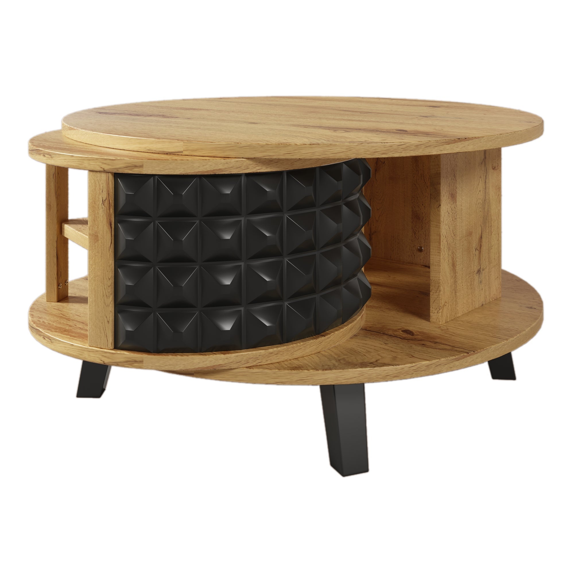 Logidon turntable with hidden shelf natural wood look 85x80x45 cm