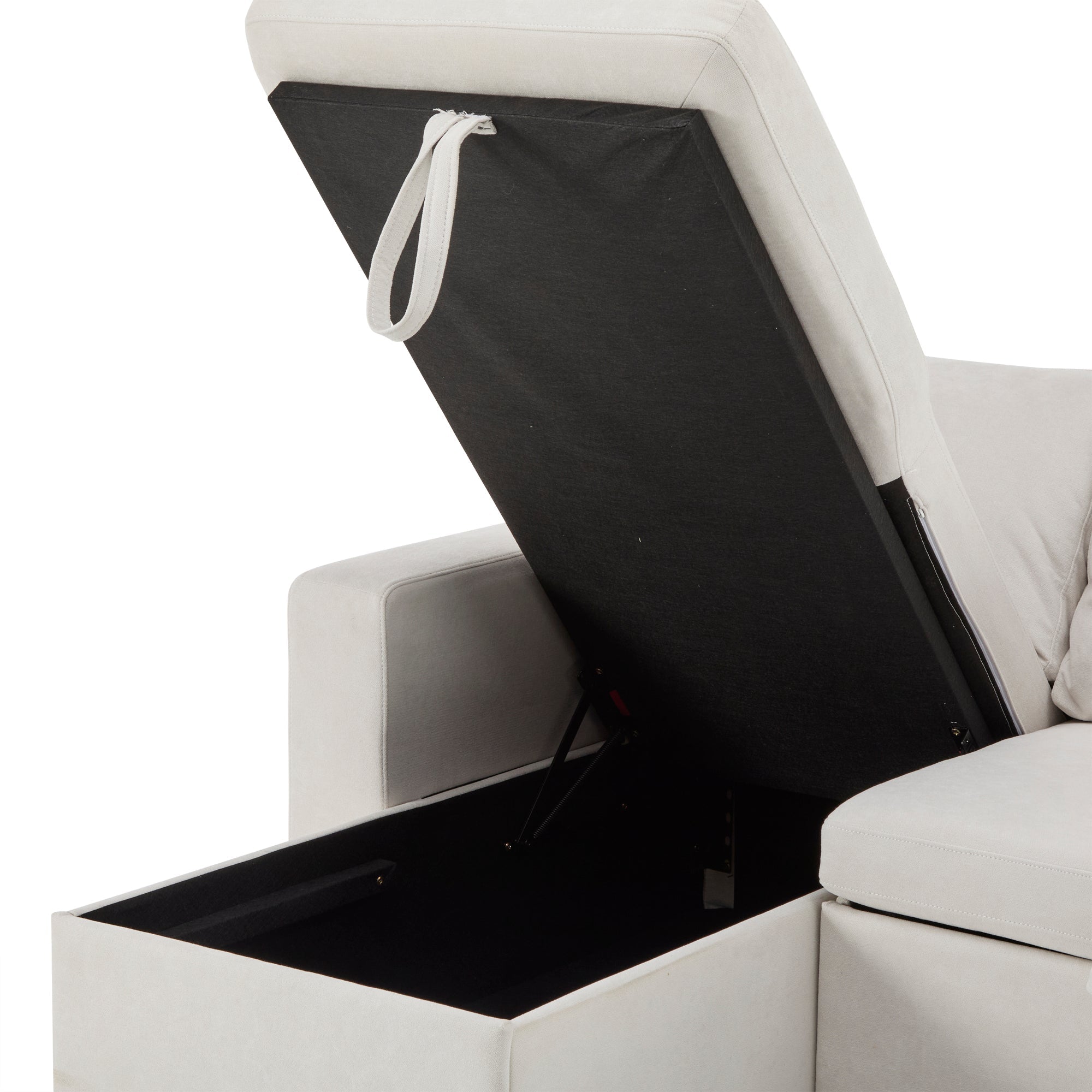 Logidon corner sofa bed L-shape extendable beige with bed box shelf