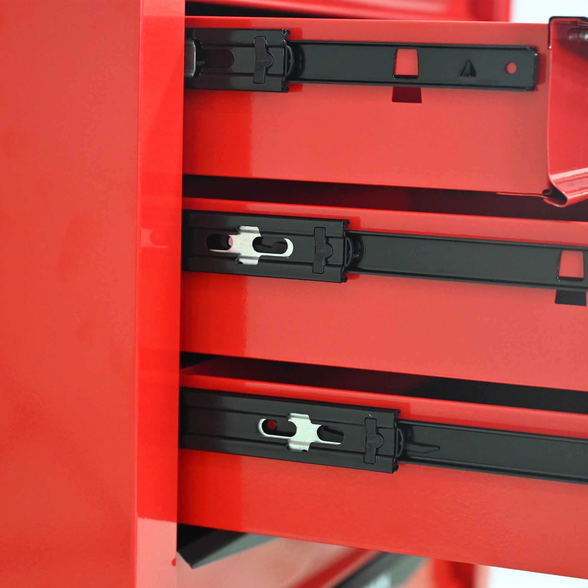 Logidon stalen gereedschapskist met 5 lades rood zwart 52x33x66 cm