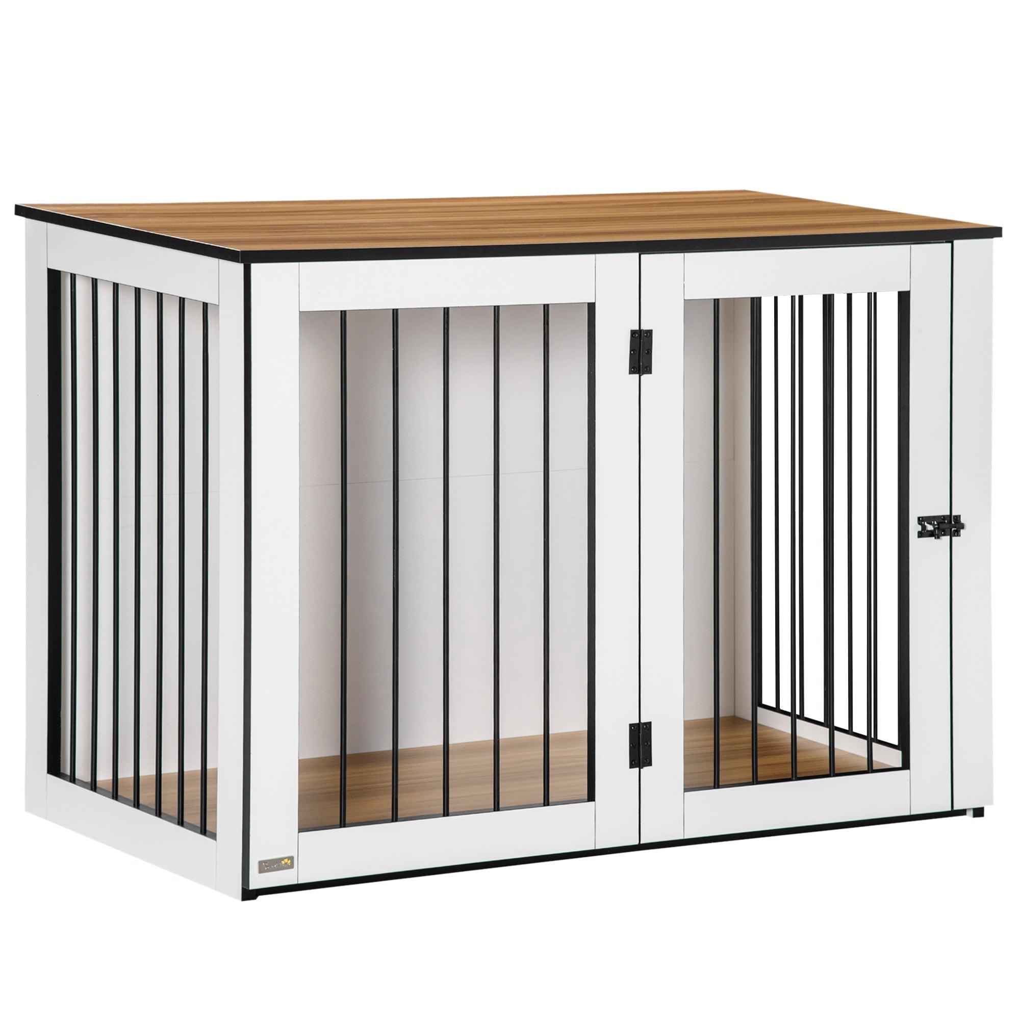 Logidon Hondenkooi met slot 106x60x76 cm Donker Walnoot Wit