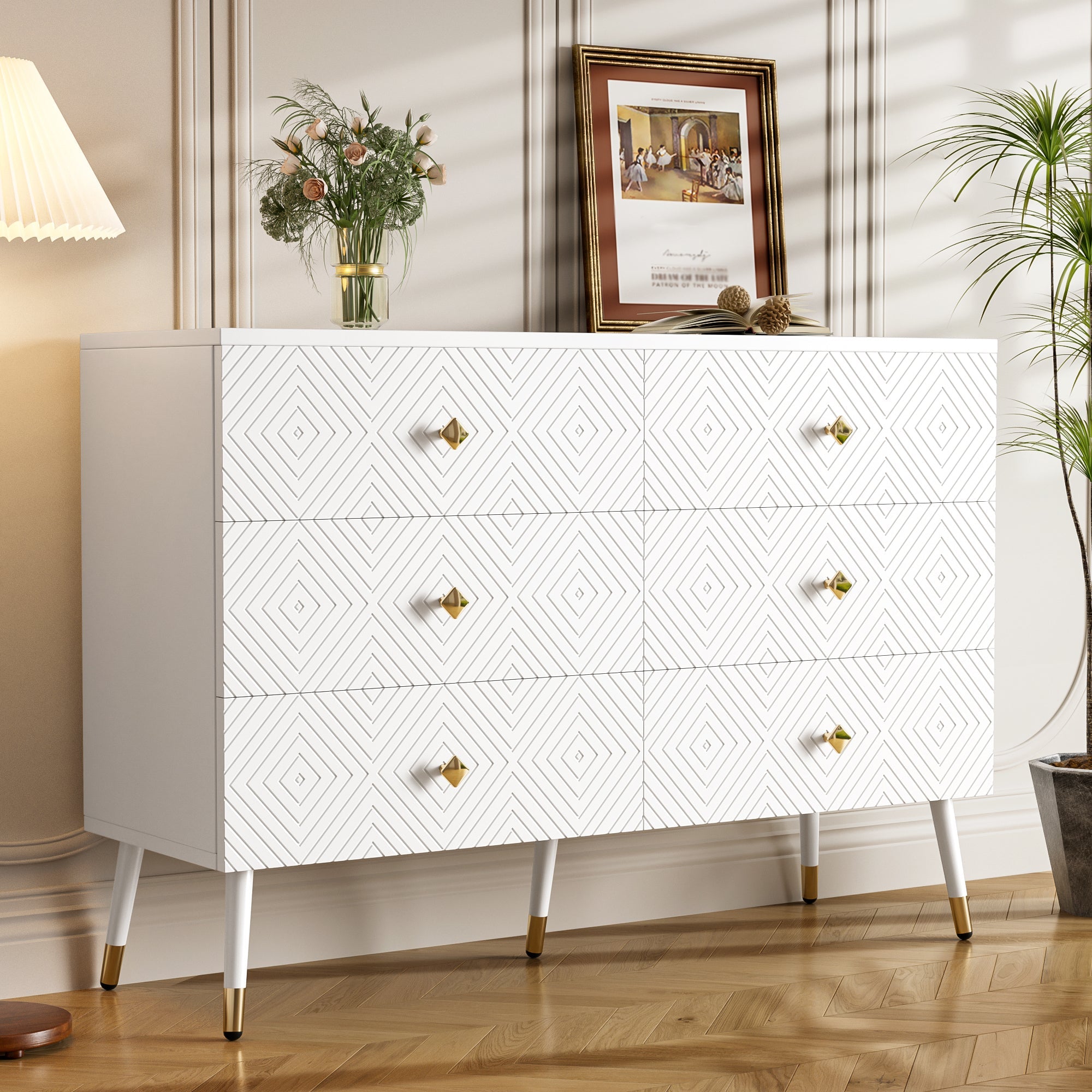 Logidon Moderne ladekast 6 lades 120x40x80 cm wit