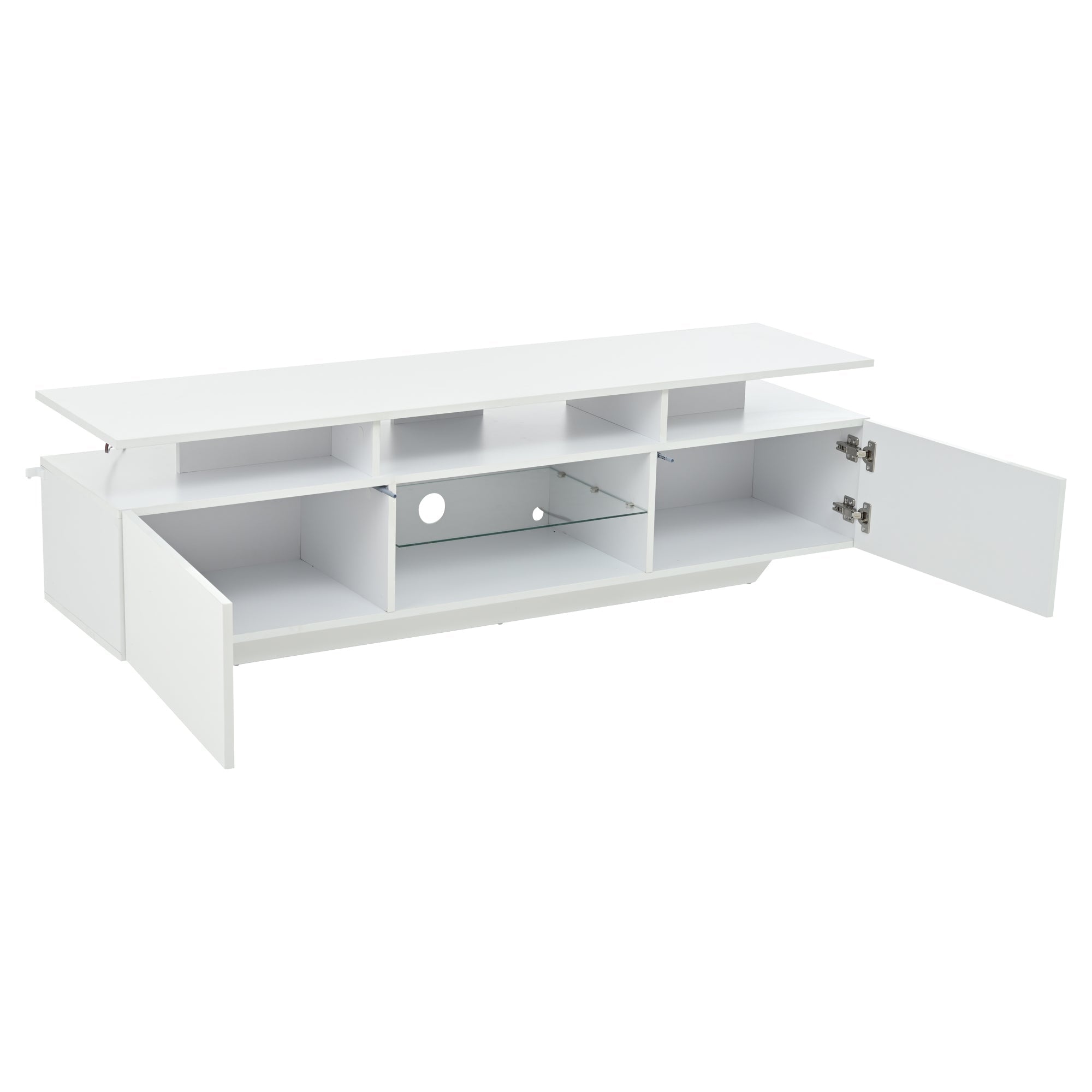 Logidon TV-meubel hoogglans wit 160 x 40 x 45 cm met LED lichtstrip glasplanken