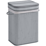 Logidon Bamboe Wasmand Smal Met Deksel Grijs 70 L Handvatten