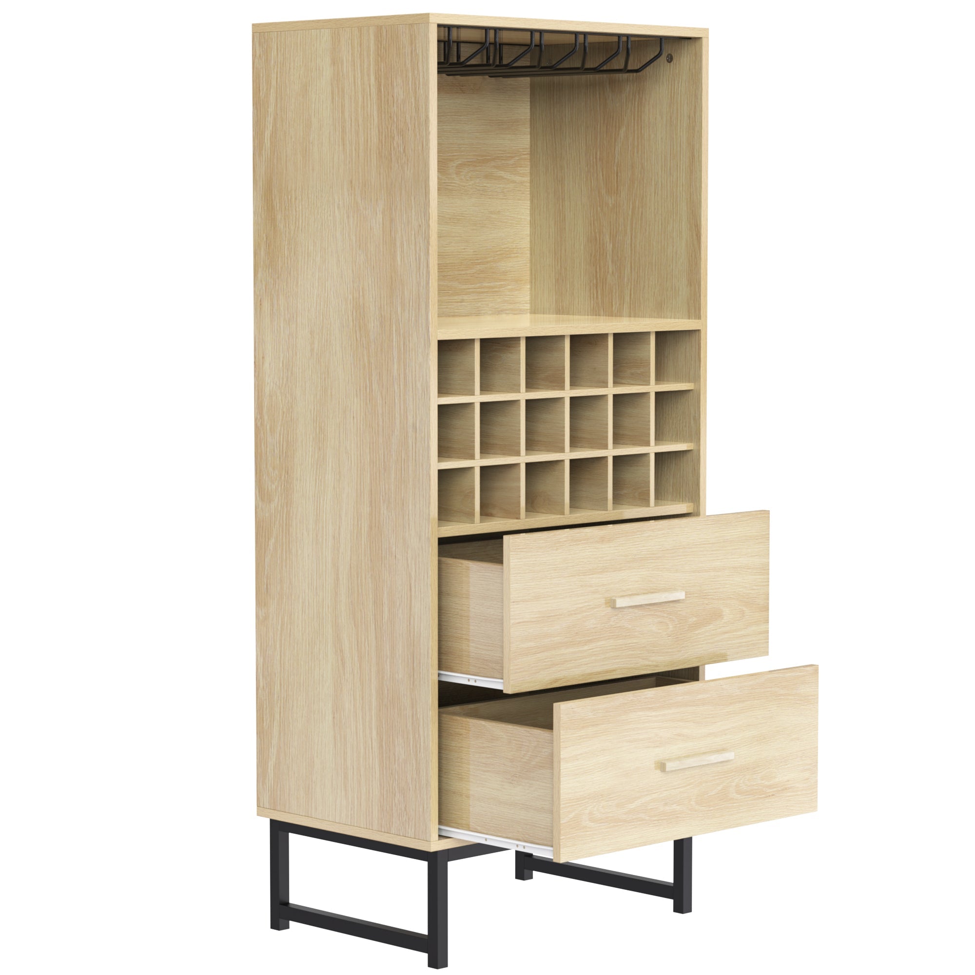 Logidon wijnkast dressoir houtlook 60x39,5x141 cm 18 vakken