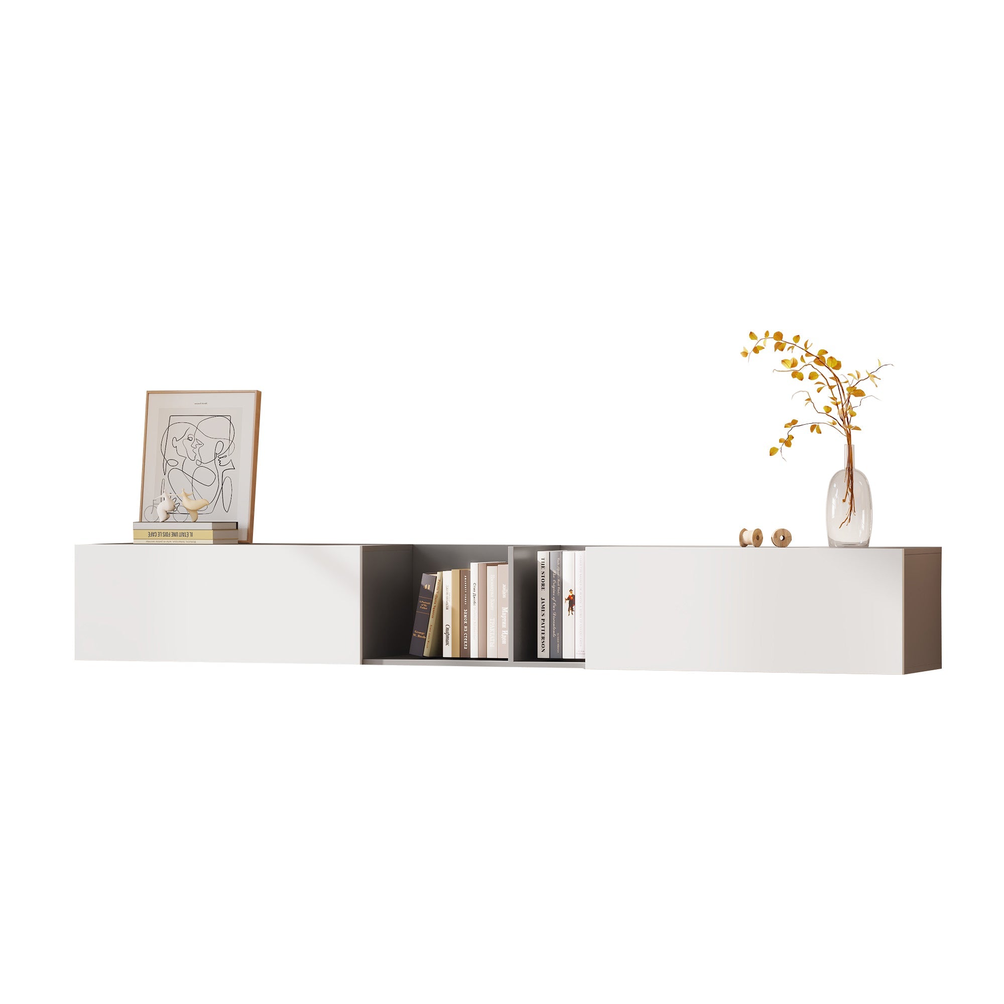 Logidon TV-meubel 170 cm hoogglans zwart glasplank LED