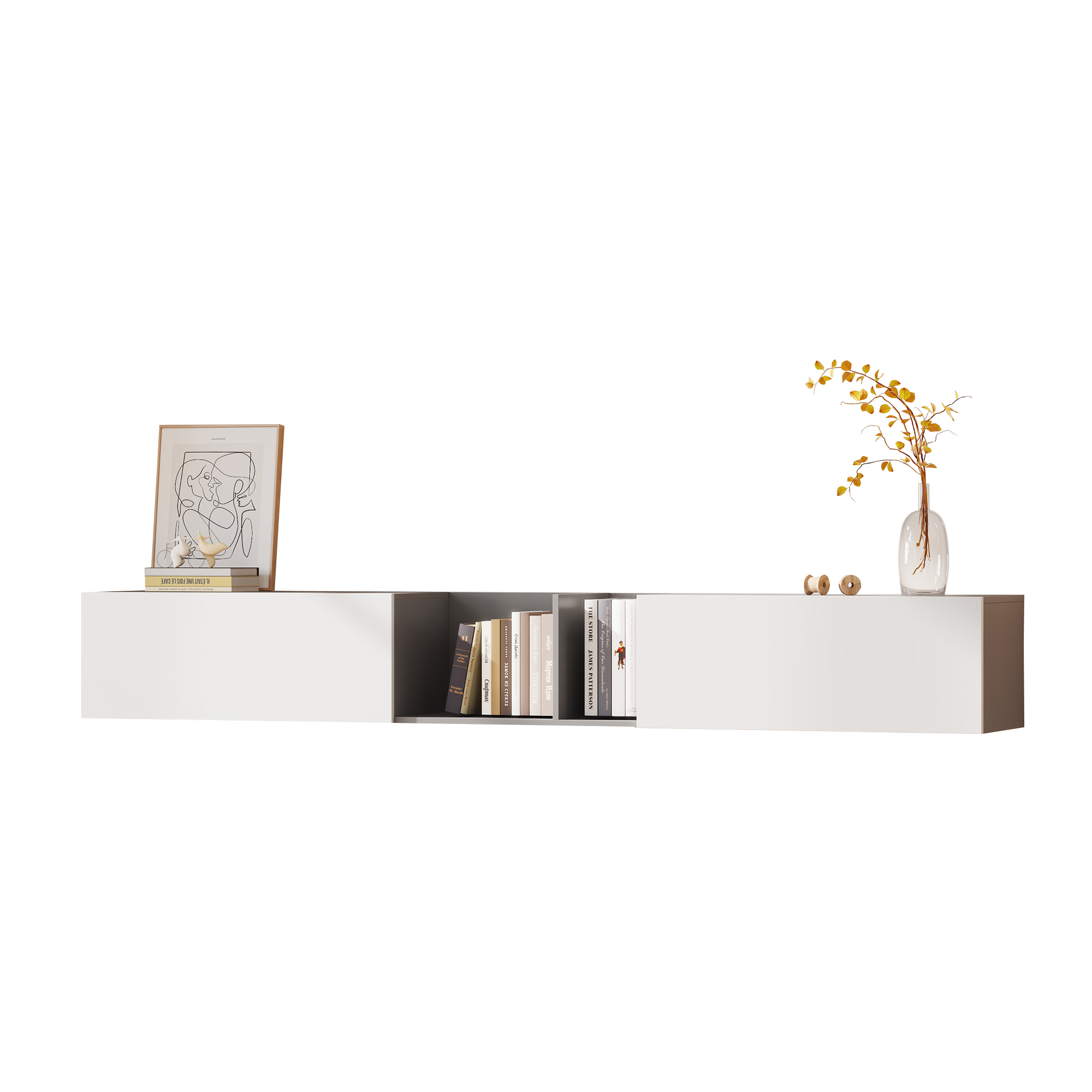 Logidon TV-meubel 170 cm hoogglans zwart glasplank LED