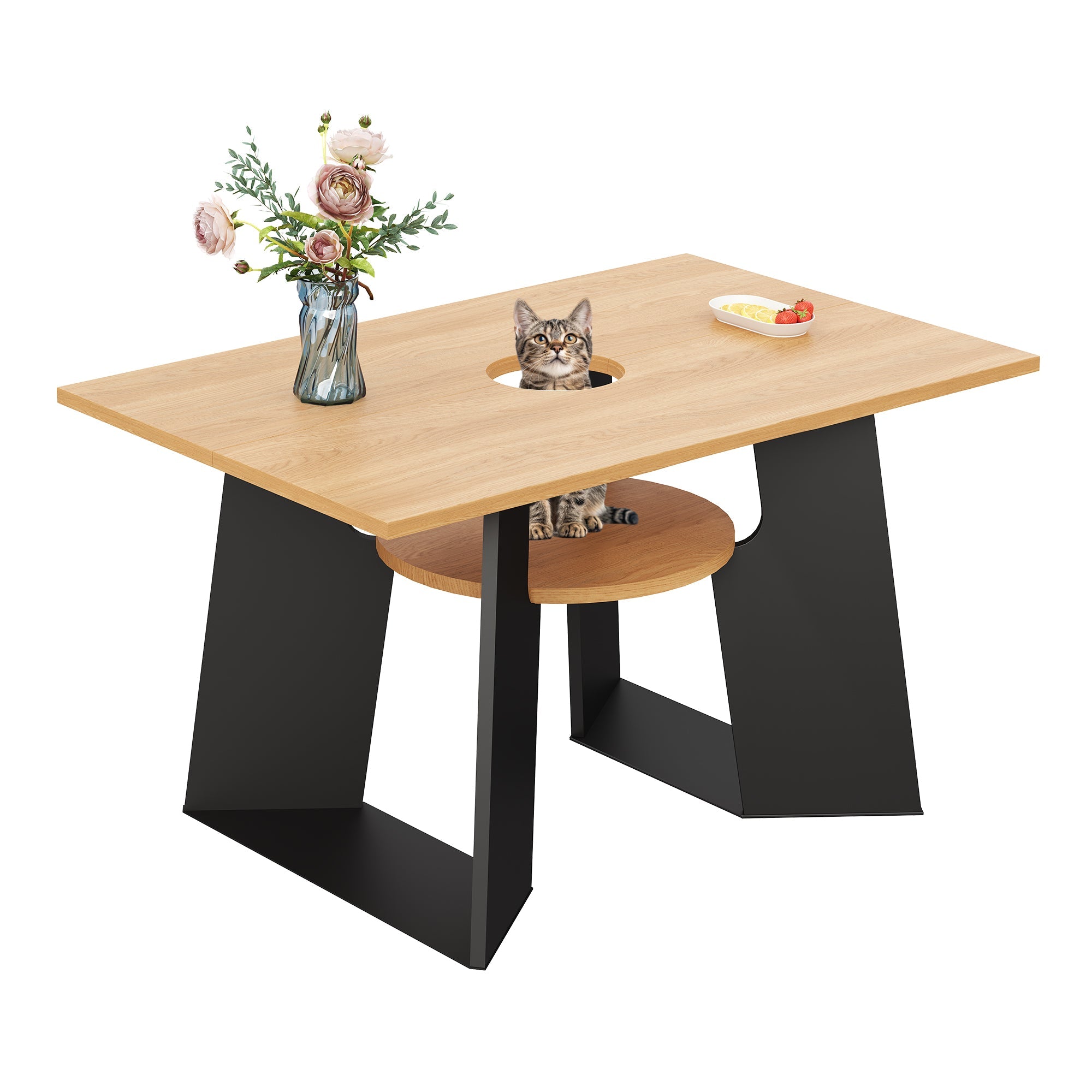 Logidon Huisdiervriendelijke eettafel met huisdierzone 130x85x75 cm