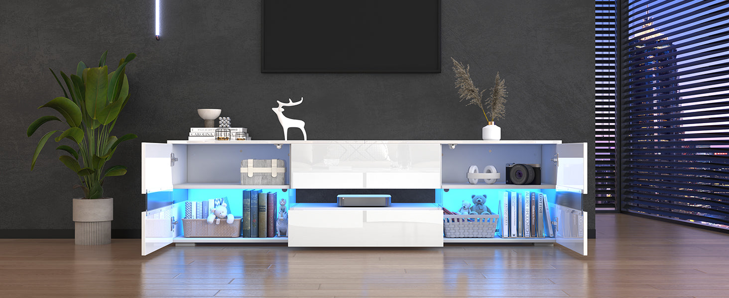 Logidon Wit hoogglans TV-meubel LED-verlichting 160x39x45 cm