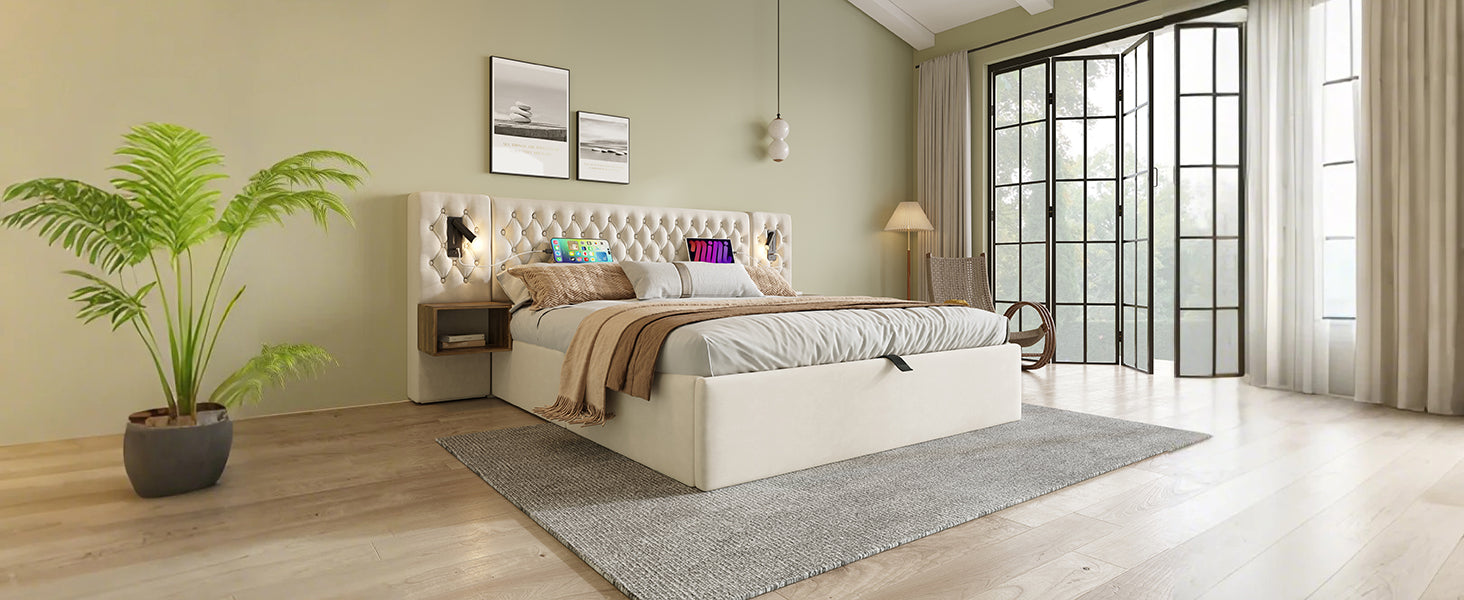 Logidon bedsysteem beige 160x200 cm hydraulisch opbergmatras