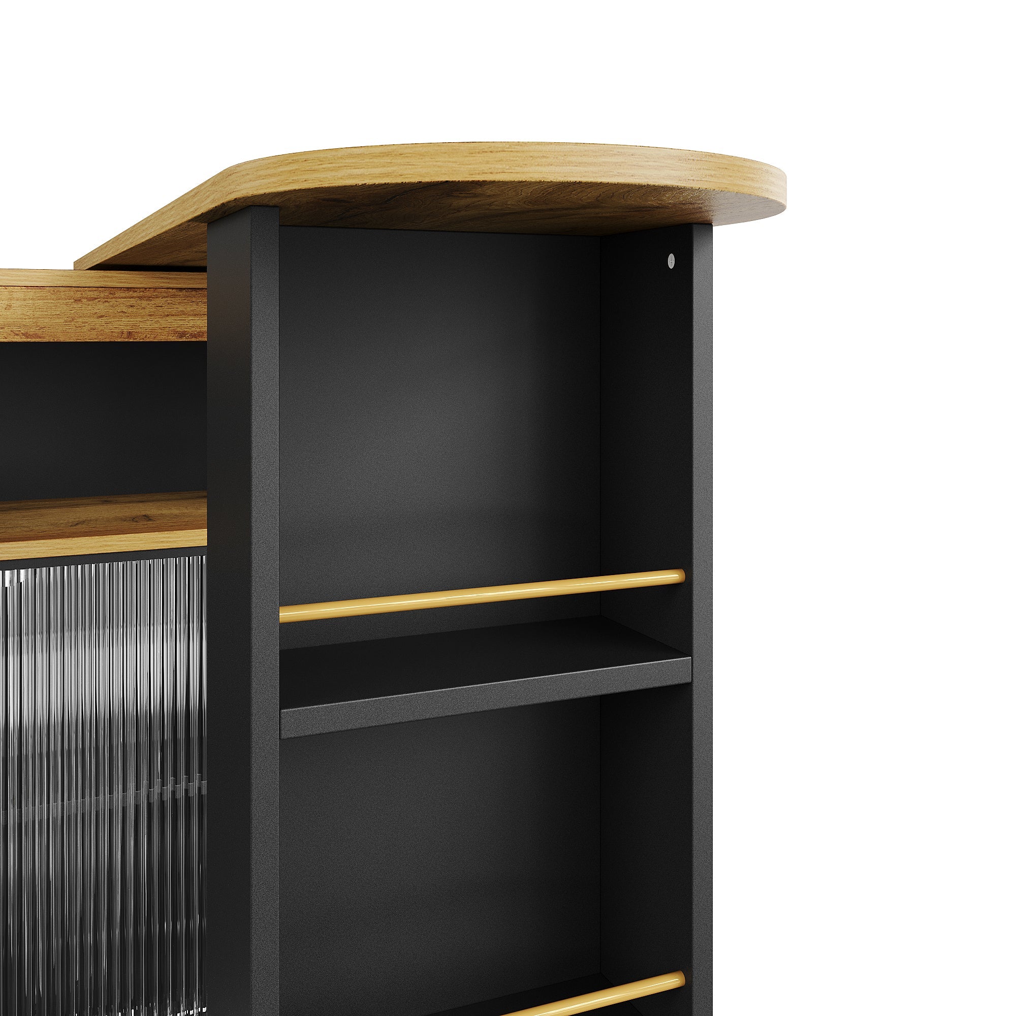 Logidon Uitschuifbare bartafel met opbergruimte en LED 138 tot 204 cm