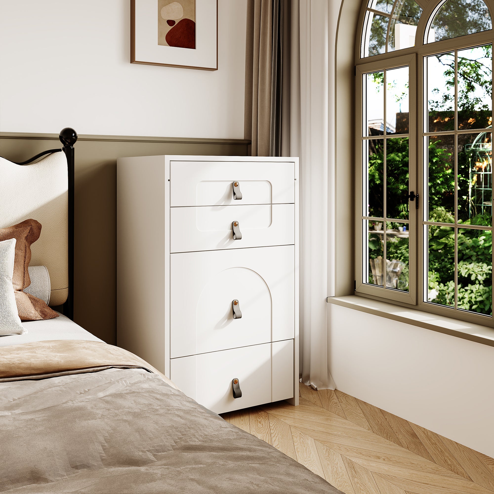 Logidon kaptafel met spiegel en LED-verlichting wit 3 lades