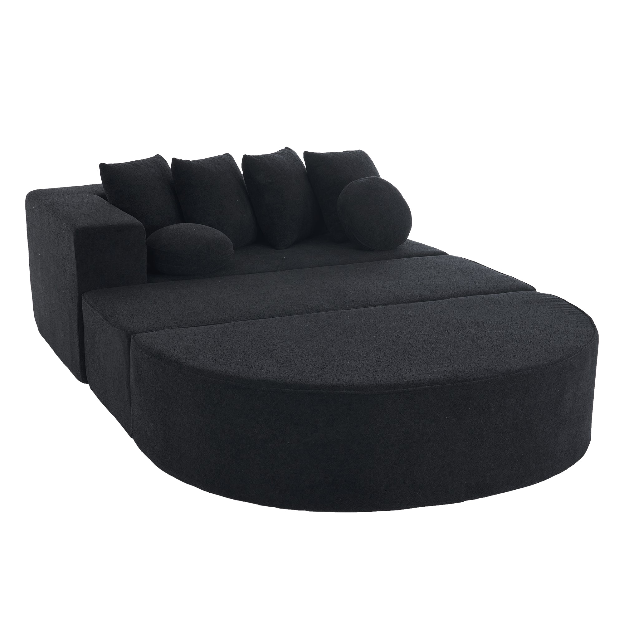 Logidon Cloud Bench Velvet Zwart Modulaire 5-zitsbank