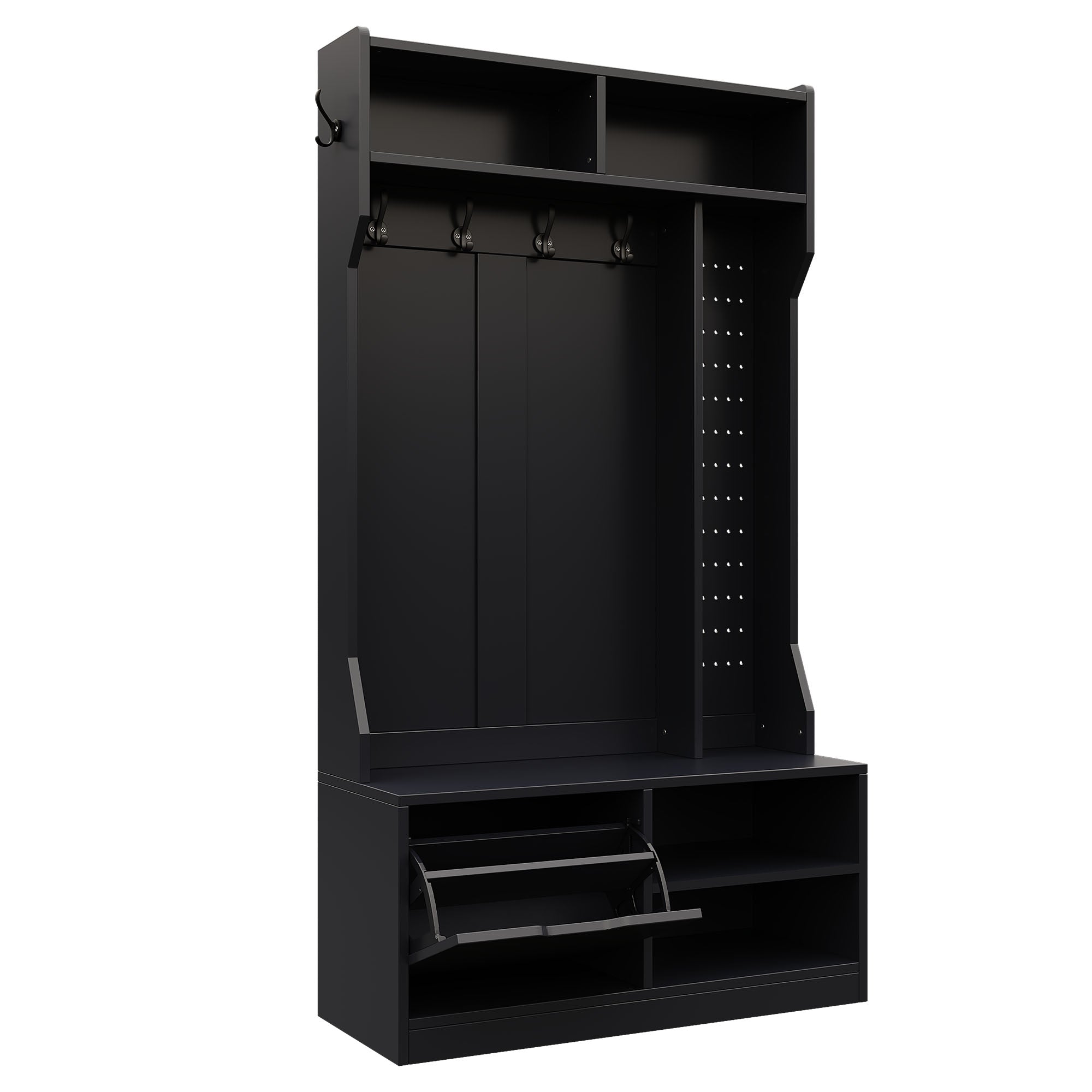 Logidon kledingkastset zwart 100x185,5x40 cm met bank 6 haken