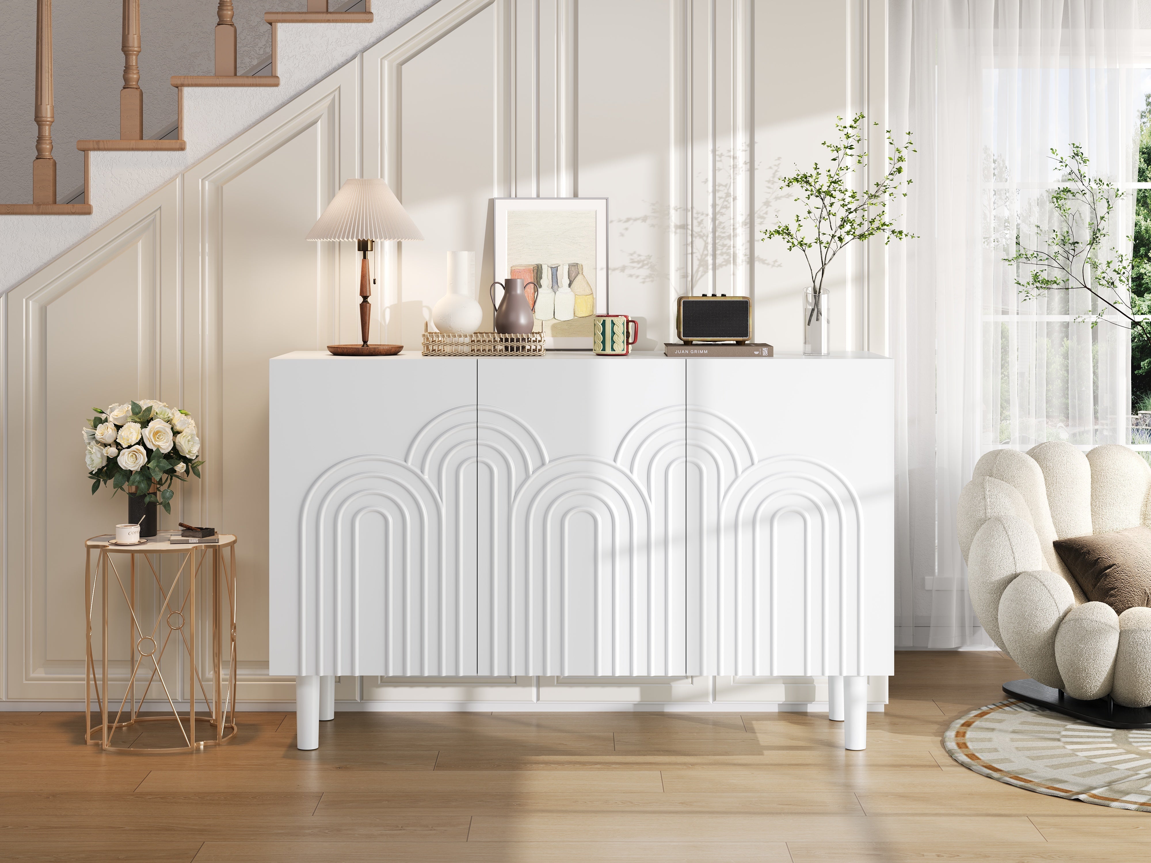 Logidon Dressoir 120x38,5x79 cm Wit MDF met 3 deuren
