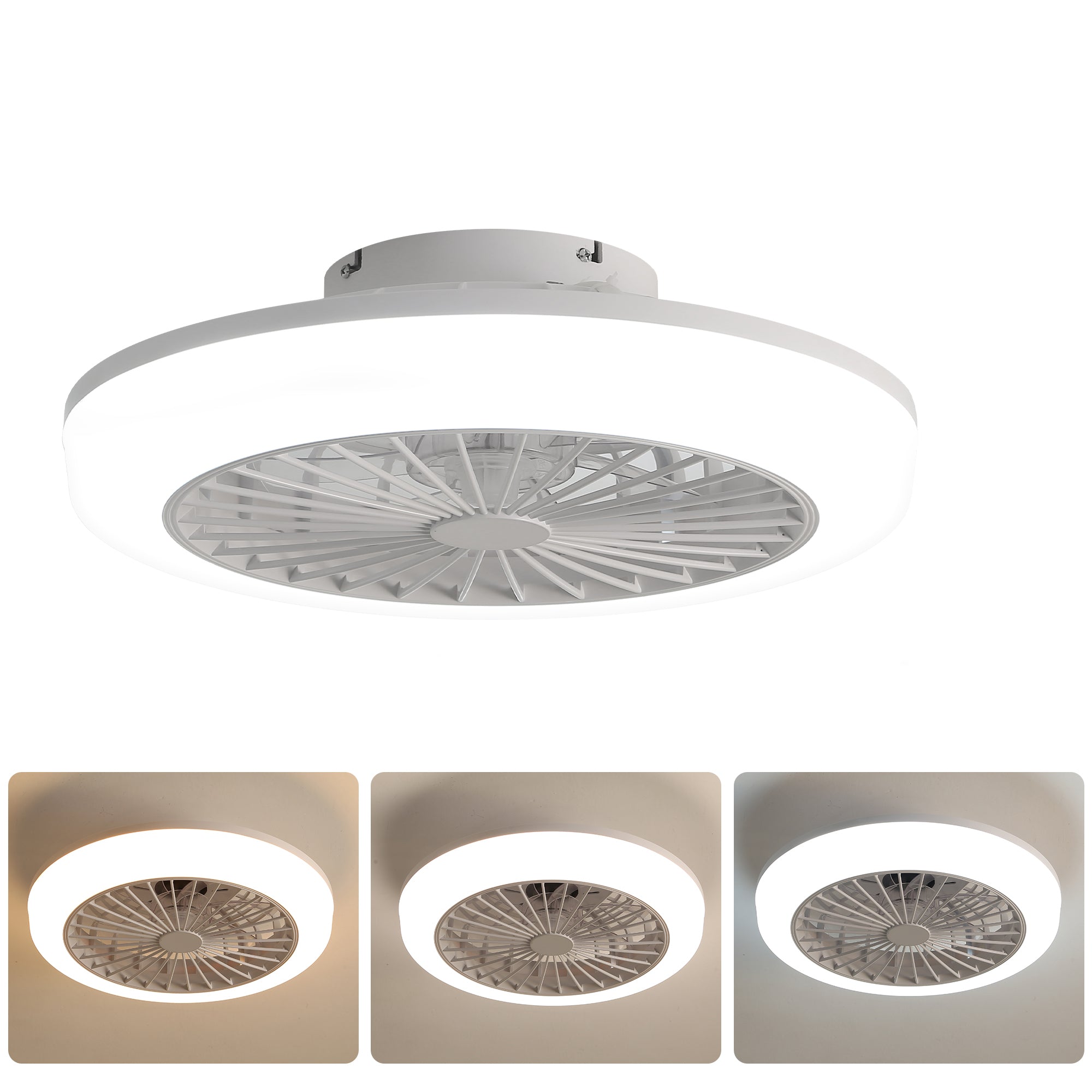 Logidon Bladloze plafondventilator 18 inch met lichtwit