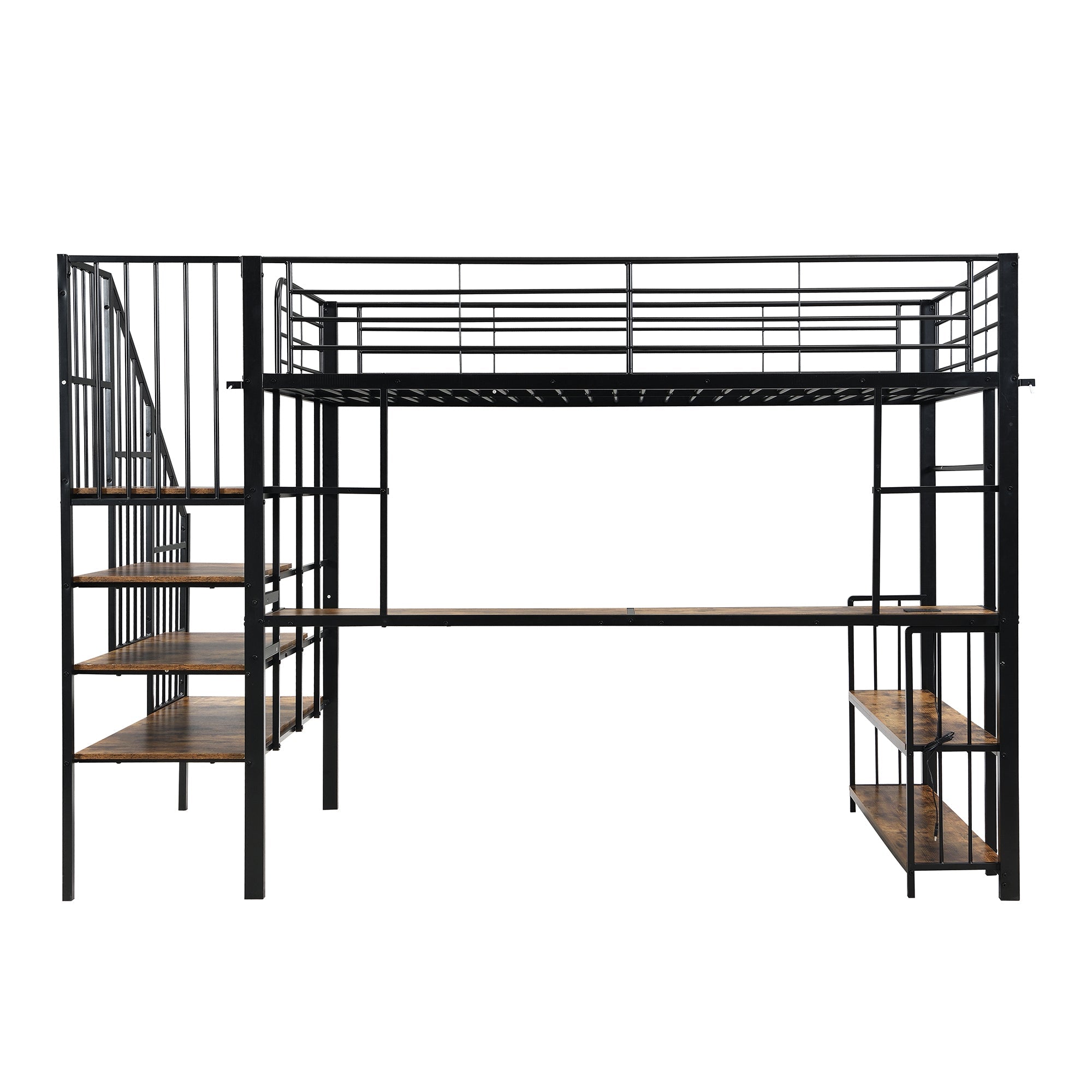 Logidon hoogslaper 120x200 zwart met ladder en oplaadpoort