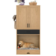 Logidon dierenkast eiken look 79x40x160 voerstation hondenmand