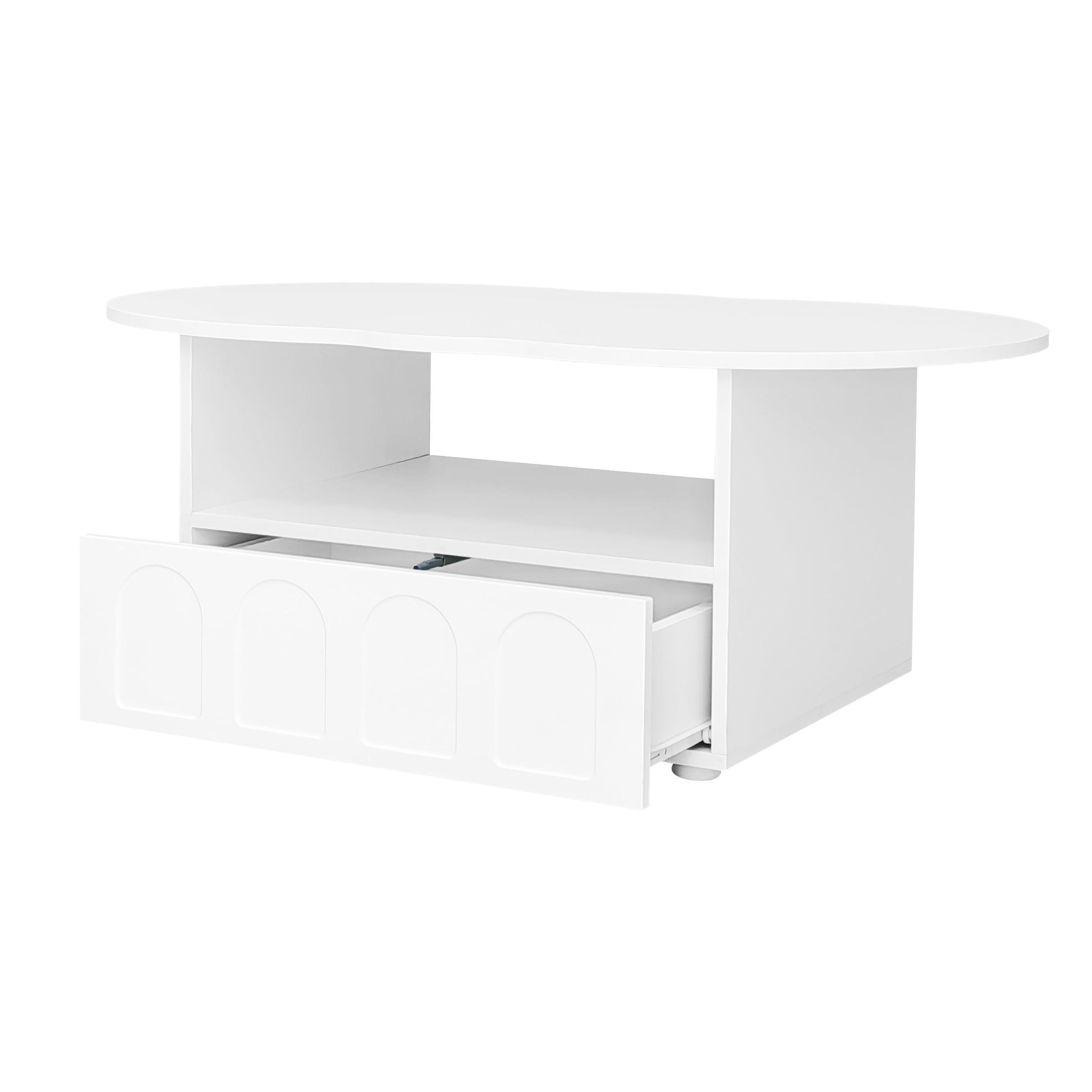 Logidon wolkvormige salontafel wit met lades en plank