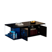 Logidon salontafel 100x50x30 cm zwart hoogglans LED 2 kasten