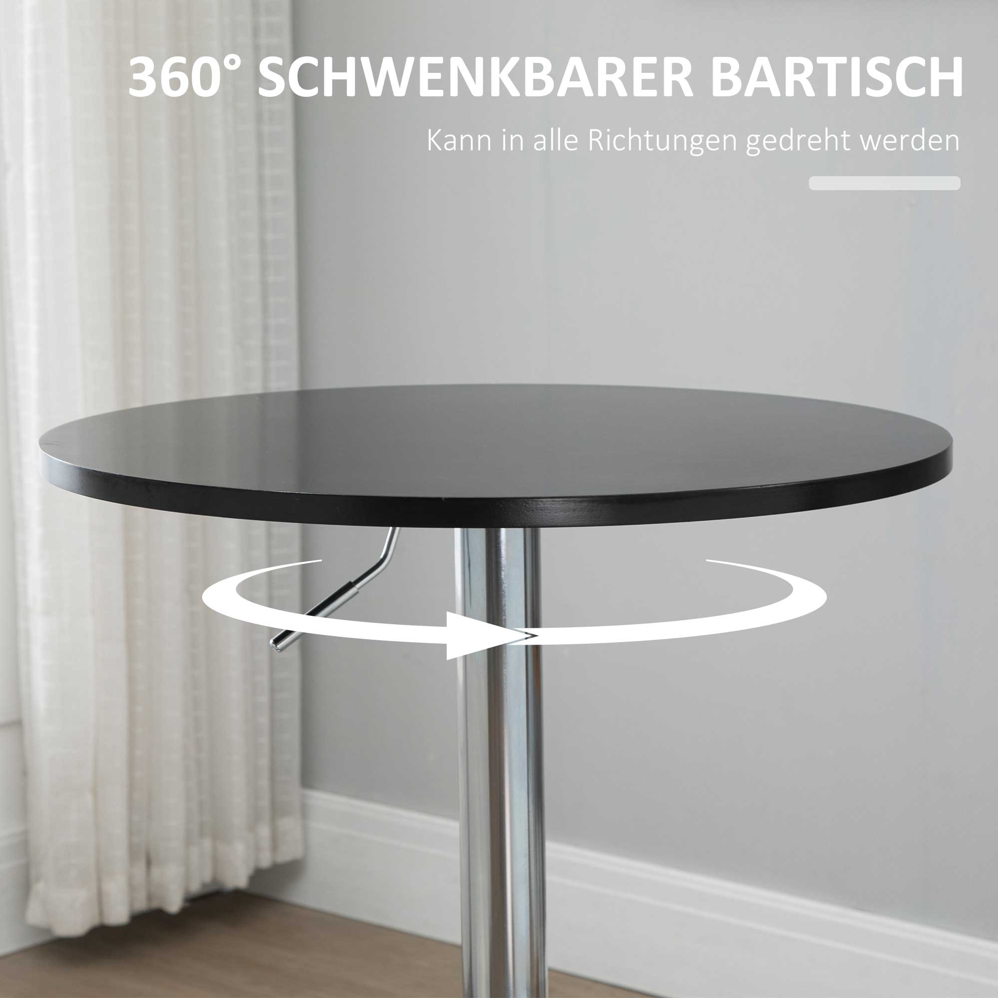 Logidon Ronde Bartafel In Hoogte Verstelbaar Draaitafel Zwart Ø61 cm