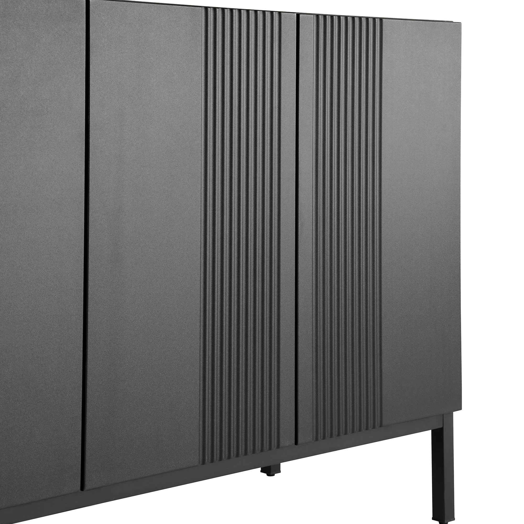 Logidon Modern Dressoir 4-deurs Greeploos Zwart 145x41x80 cm