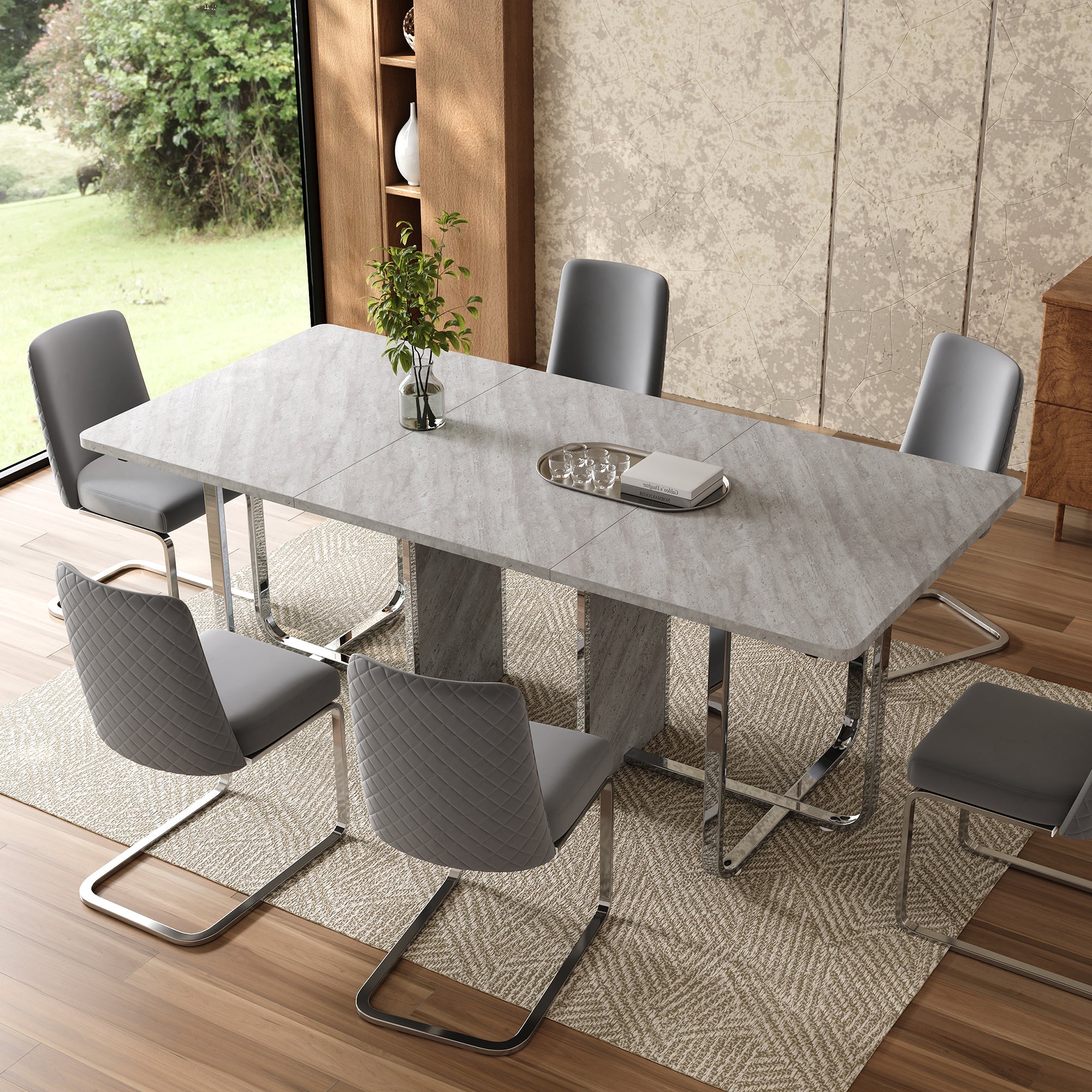 Logidon eettafel 180x80 cm grijs met metalen poten moderne tafel