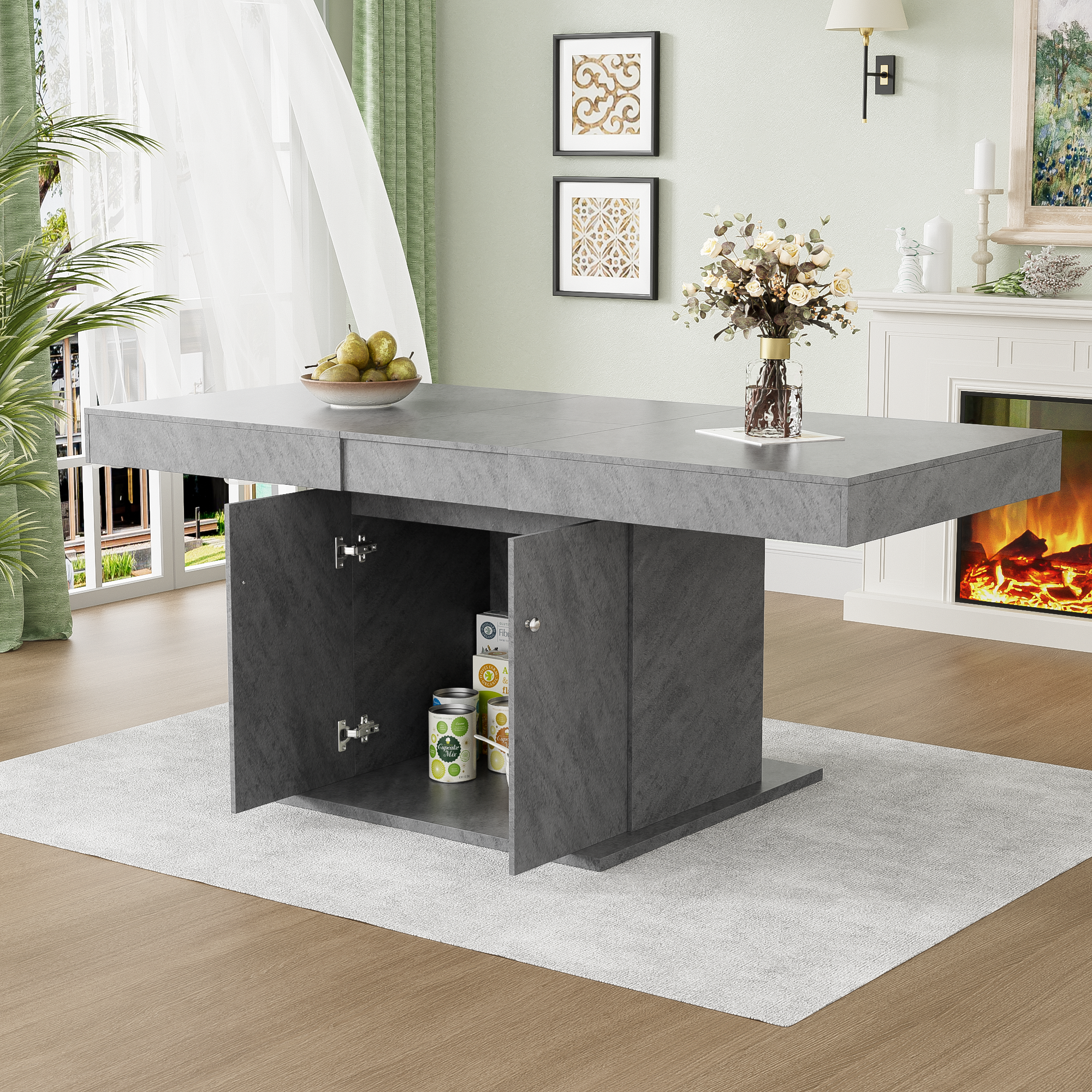 Logidon uitschuifbare eettafel L140/180xB80xH76 cm grijze betonlook