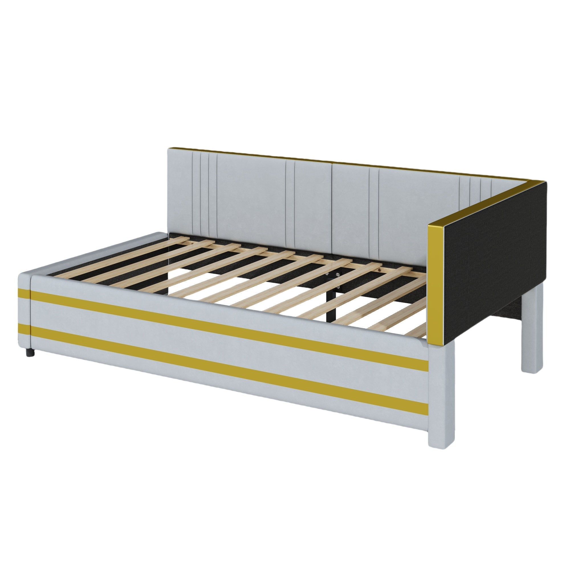 Logidon upholstered bed sofa bed 90x200 multifunctional bed gray velvet fabric