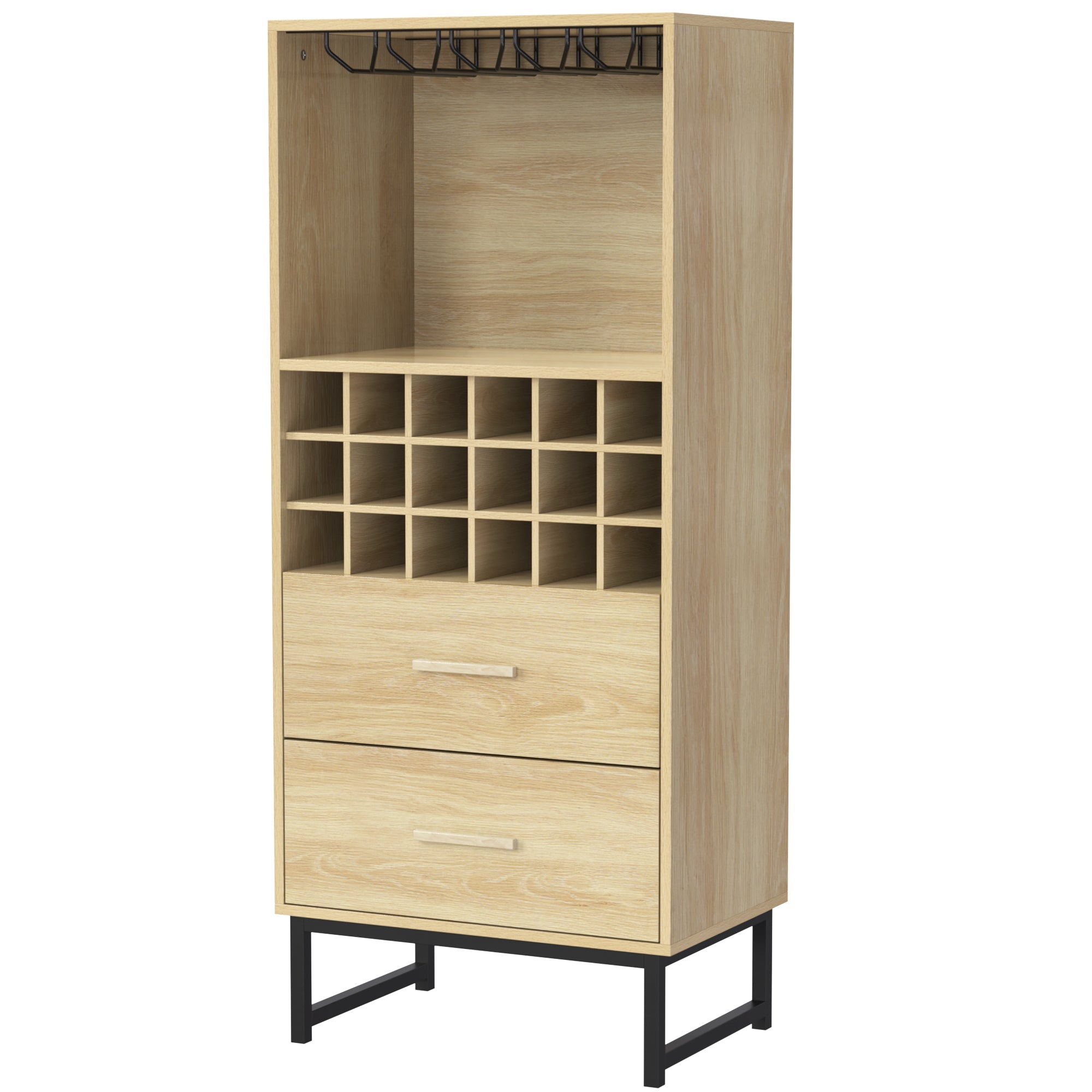 Logidon wijnkast dressoir houtlook 60x39,5x141 cm 18 vakken