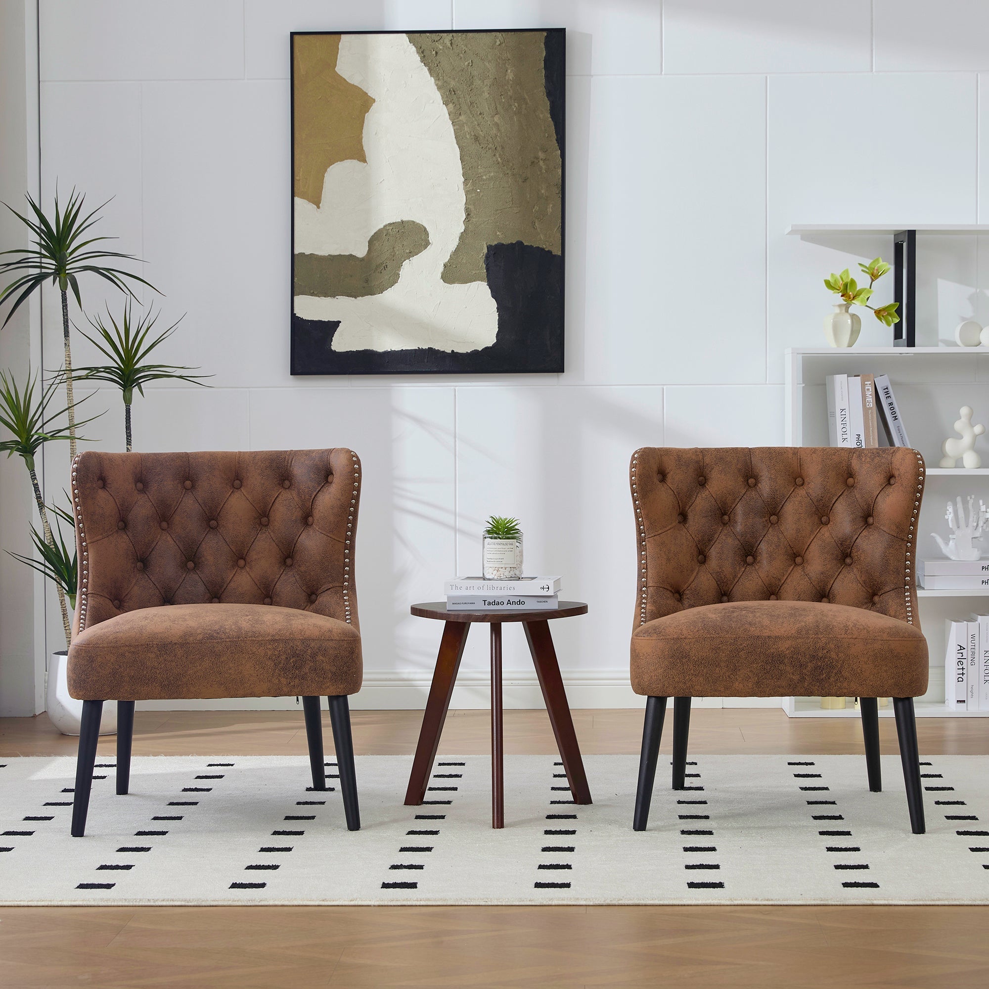 Logidon Tech stoffen fauteuil zonder armknop en klinknagels koffiebruin