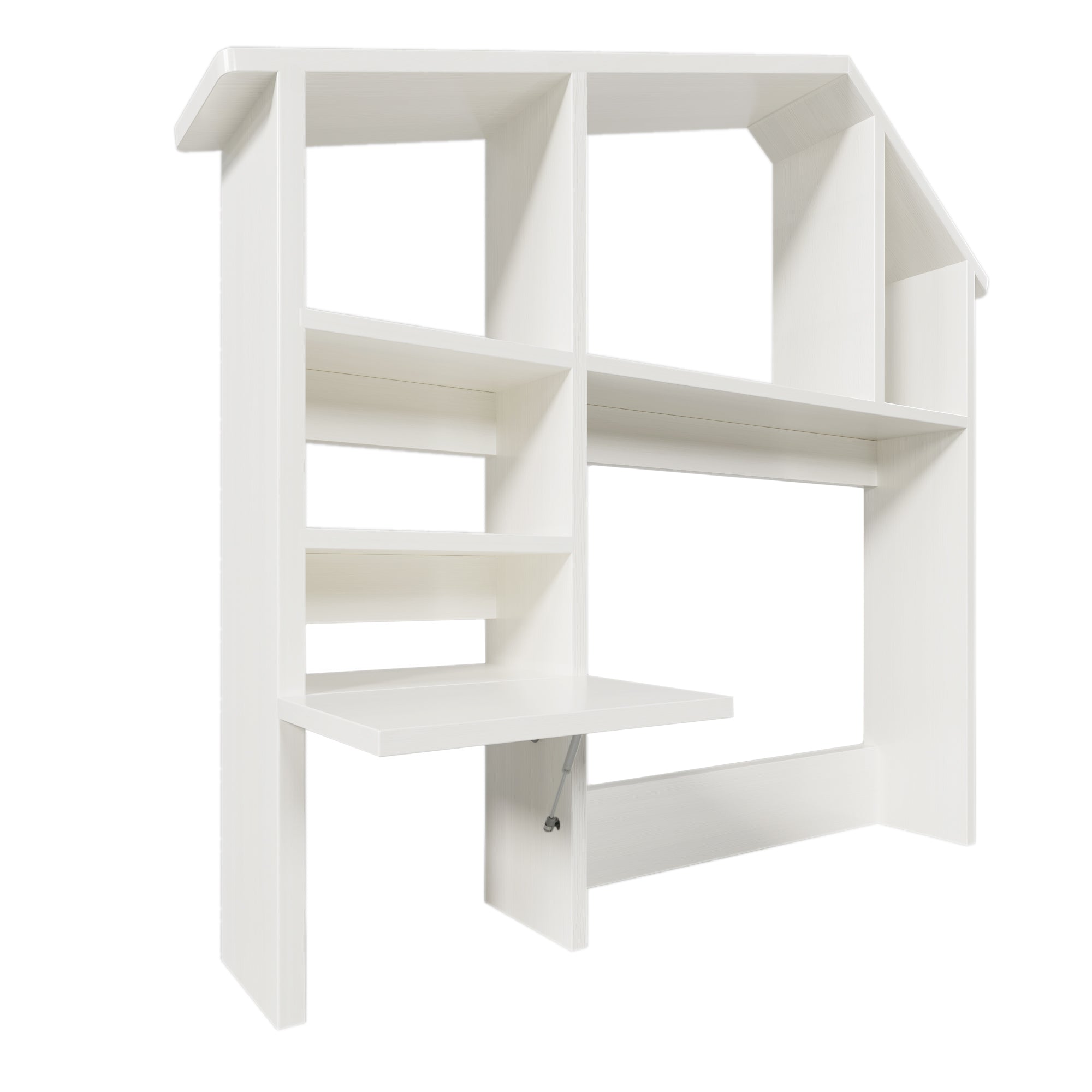 Logidon Houten Plank met Plank Hydraulisch Opklapbaar Nachtkastje Wit