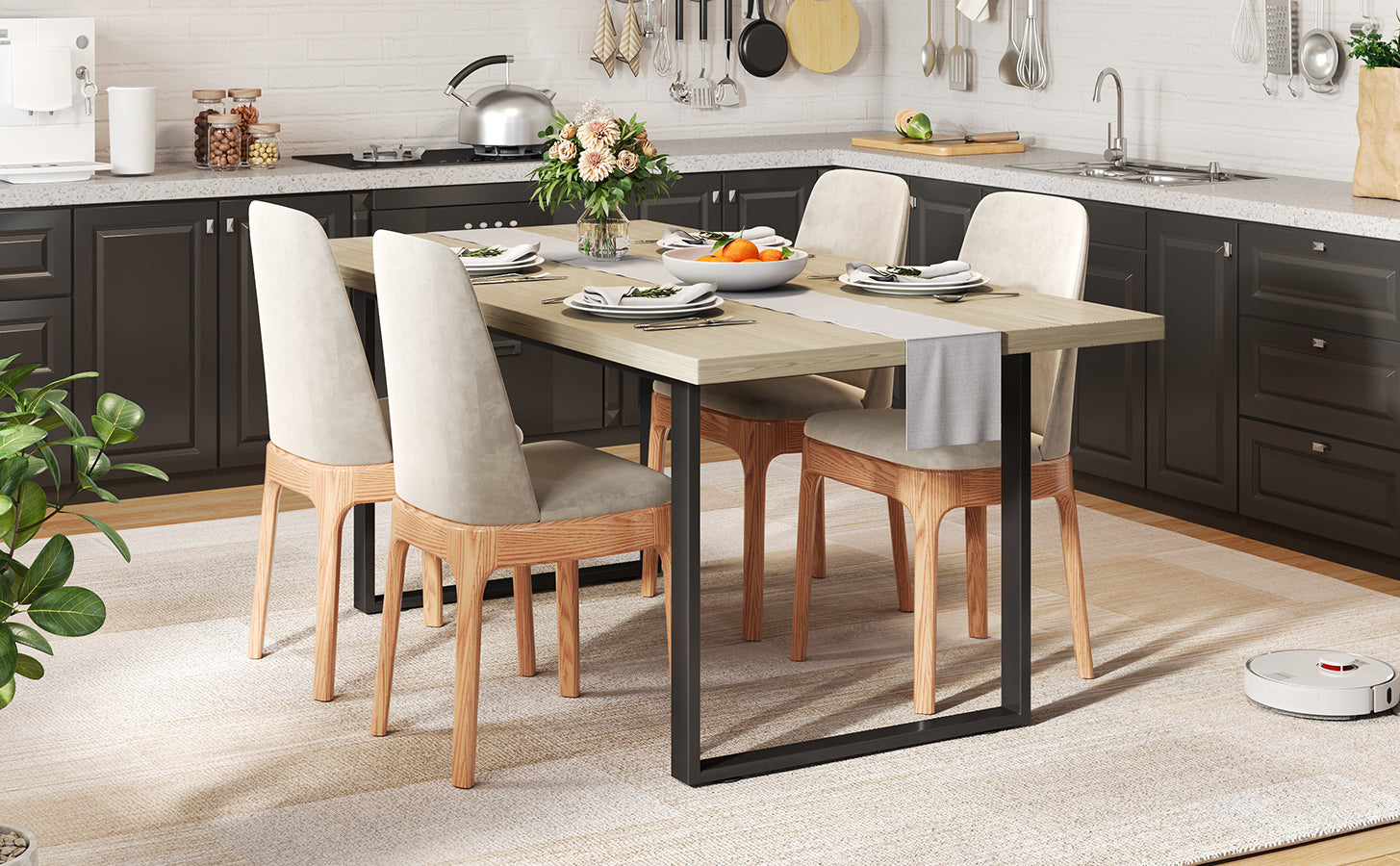 Logidon eettafel 160x80 cm industriële houtlook, metalen frame
