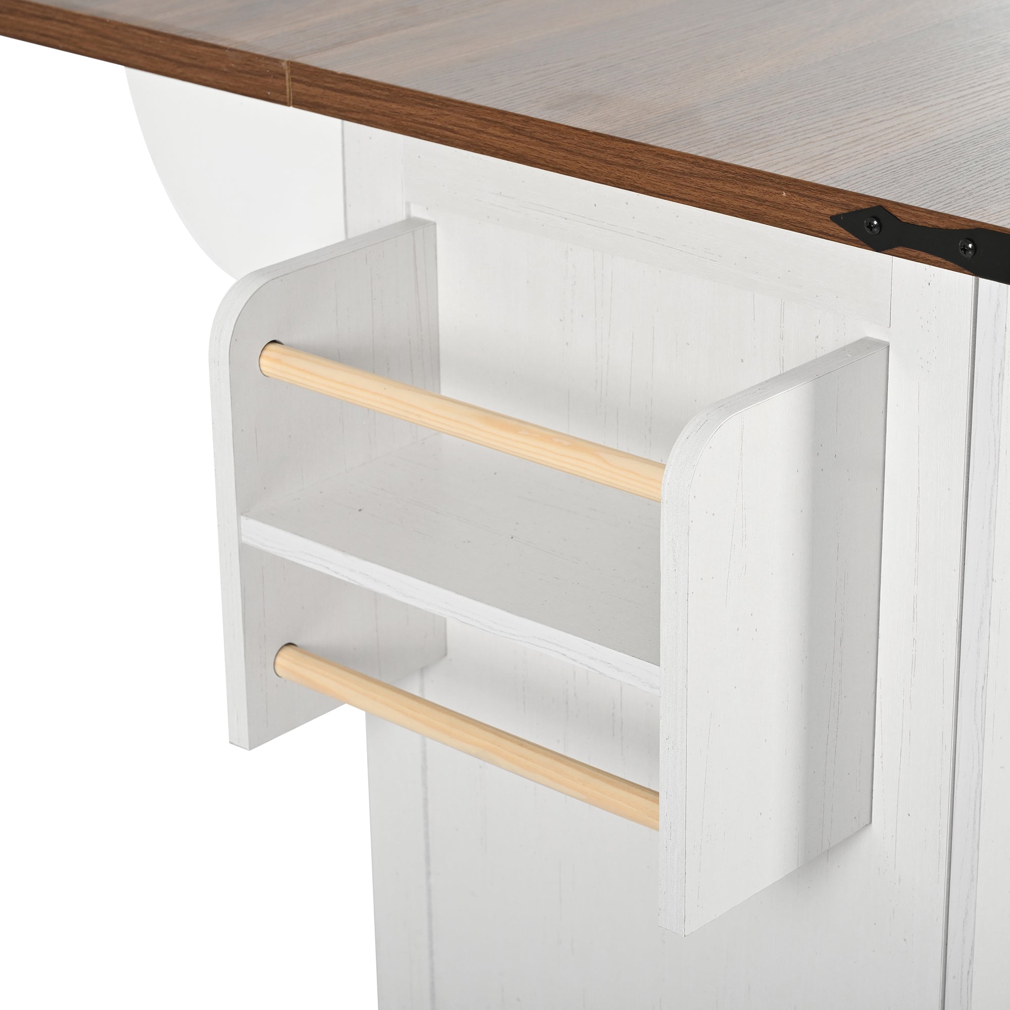Logidon kitchen island with extendable worktop beige MDF 140 x 45 cm