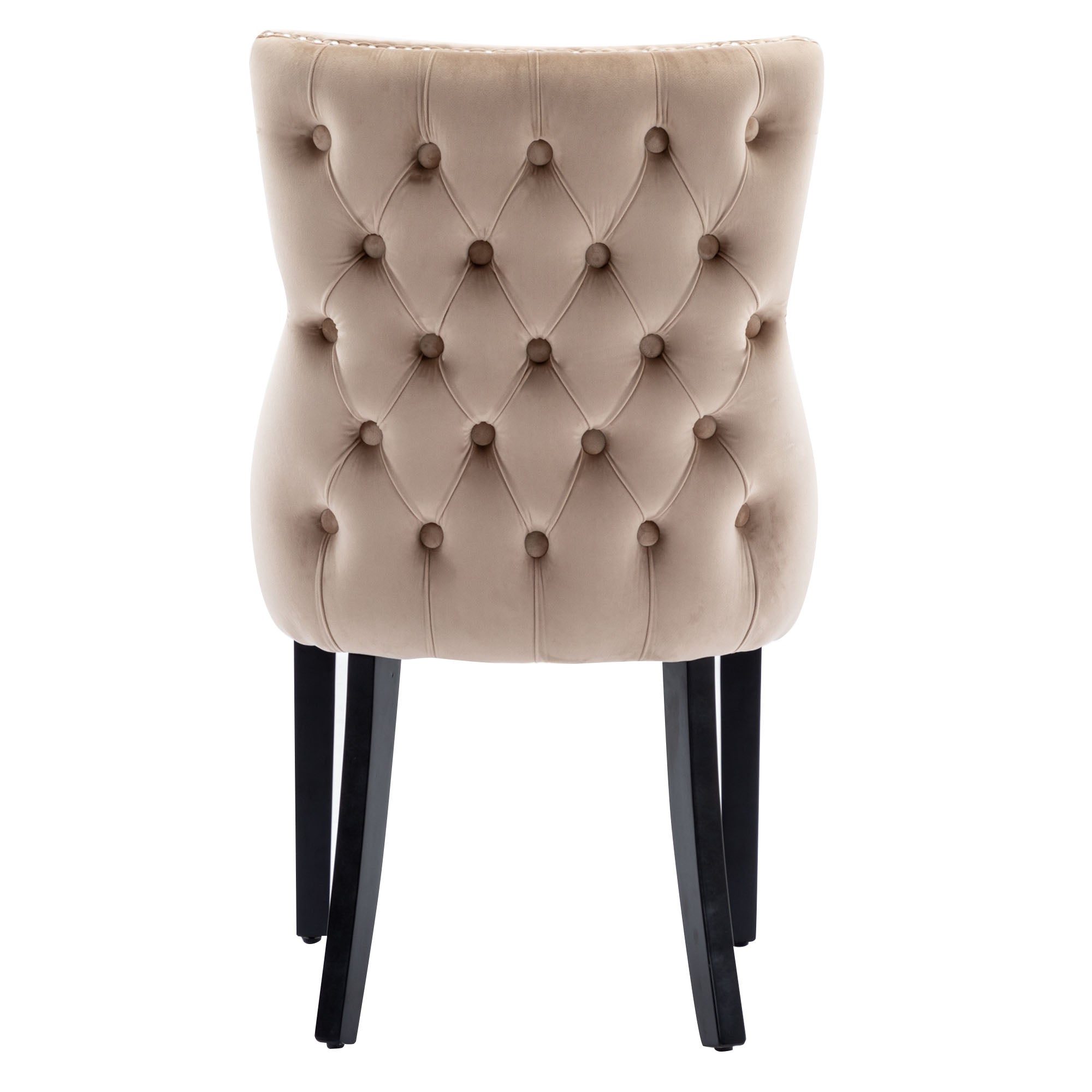 Logidon 4-foot chair beige velvet button quilting solid wood frame set of 2