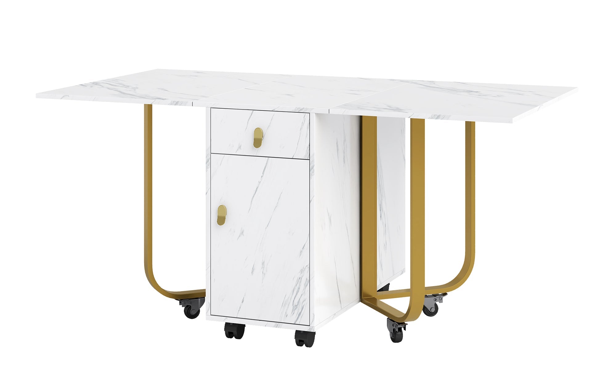 Logidon opklapbare eettafel wit 150 cm met kast en 2 lades