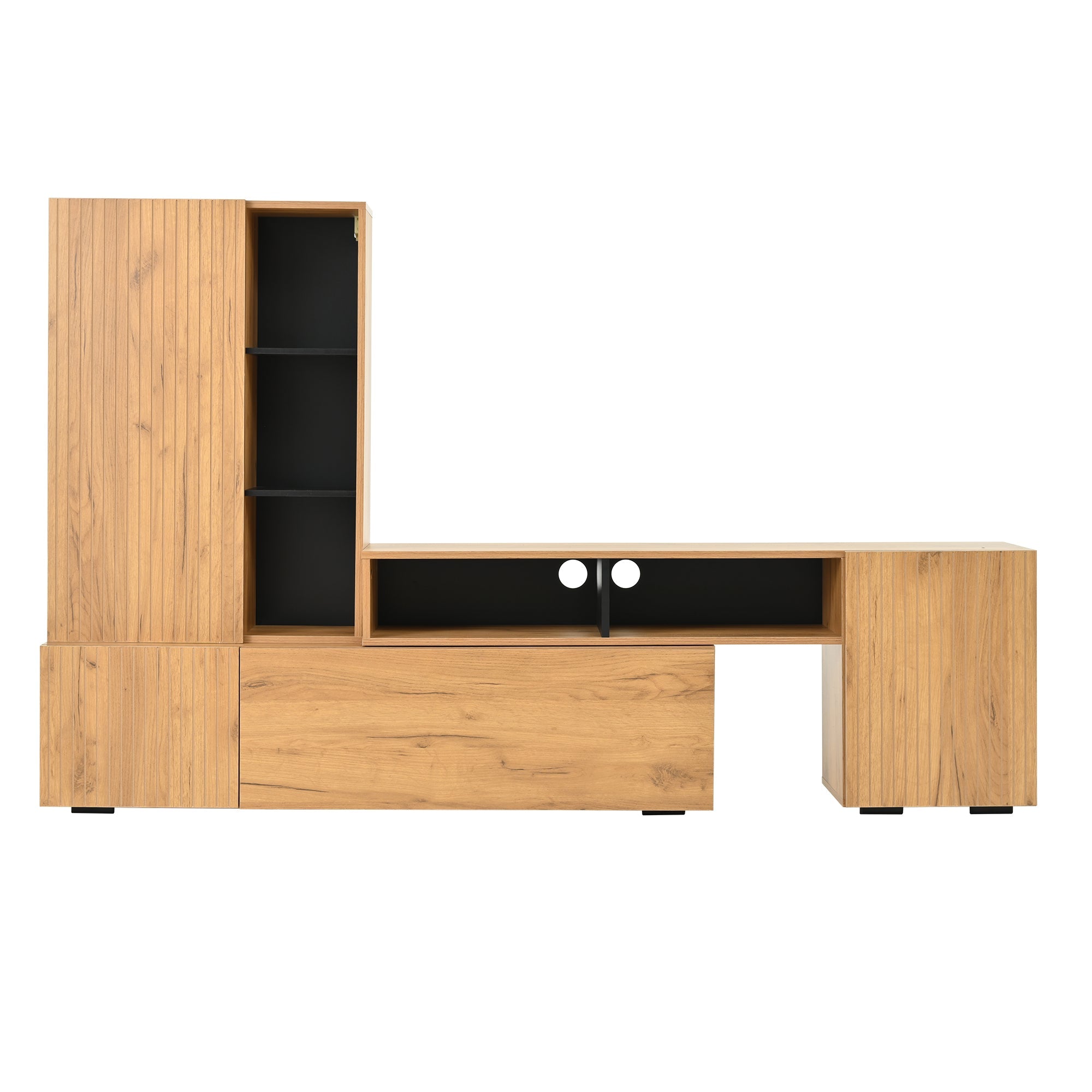 Logidon TV wall unit set display case two parts up to 265 cm oak black