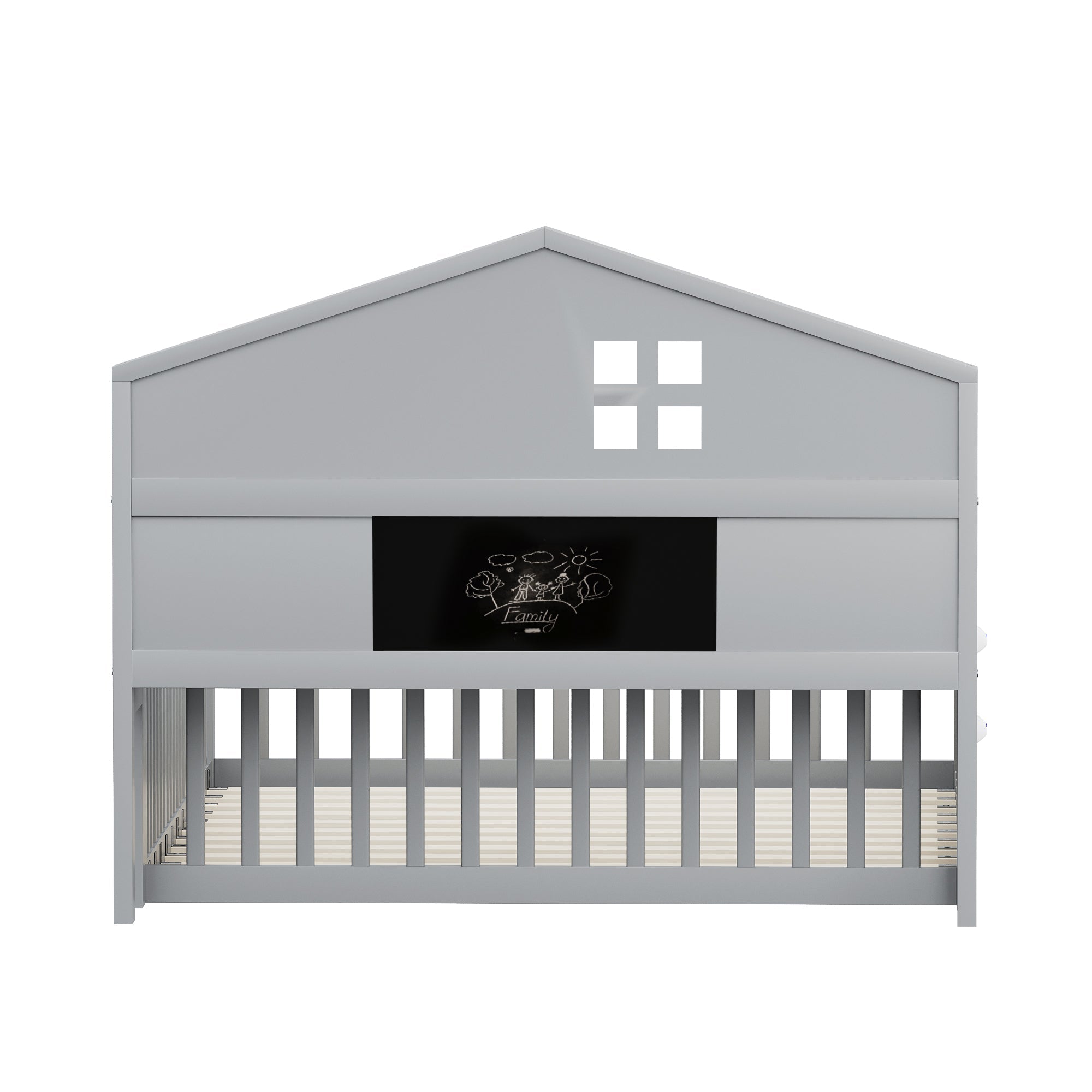 Logidon kinderbed 140x200 huisvorm massief hout grijs met opbergruimte