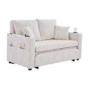 Logidon Beige Fluweel Multifunctionele Stoffen Bank Uitschuifbaar USB